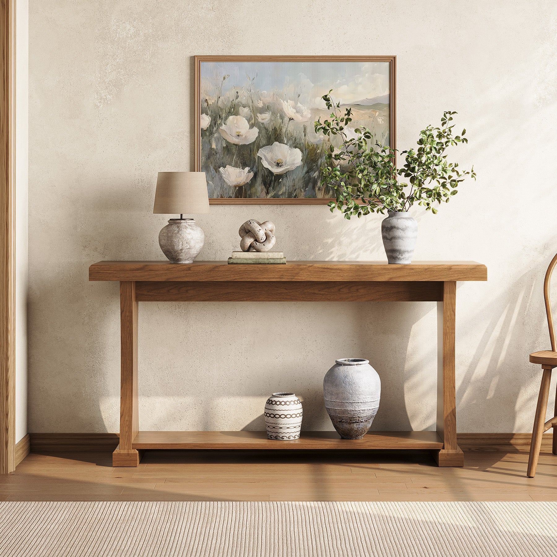 Tribesigns Console de 160 cm de long avec 2 étagères idéale pour un couloir étroit ou comme table d'appoint, aspect bois