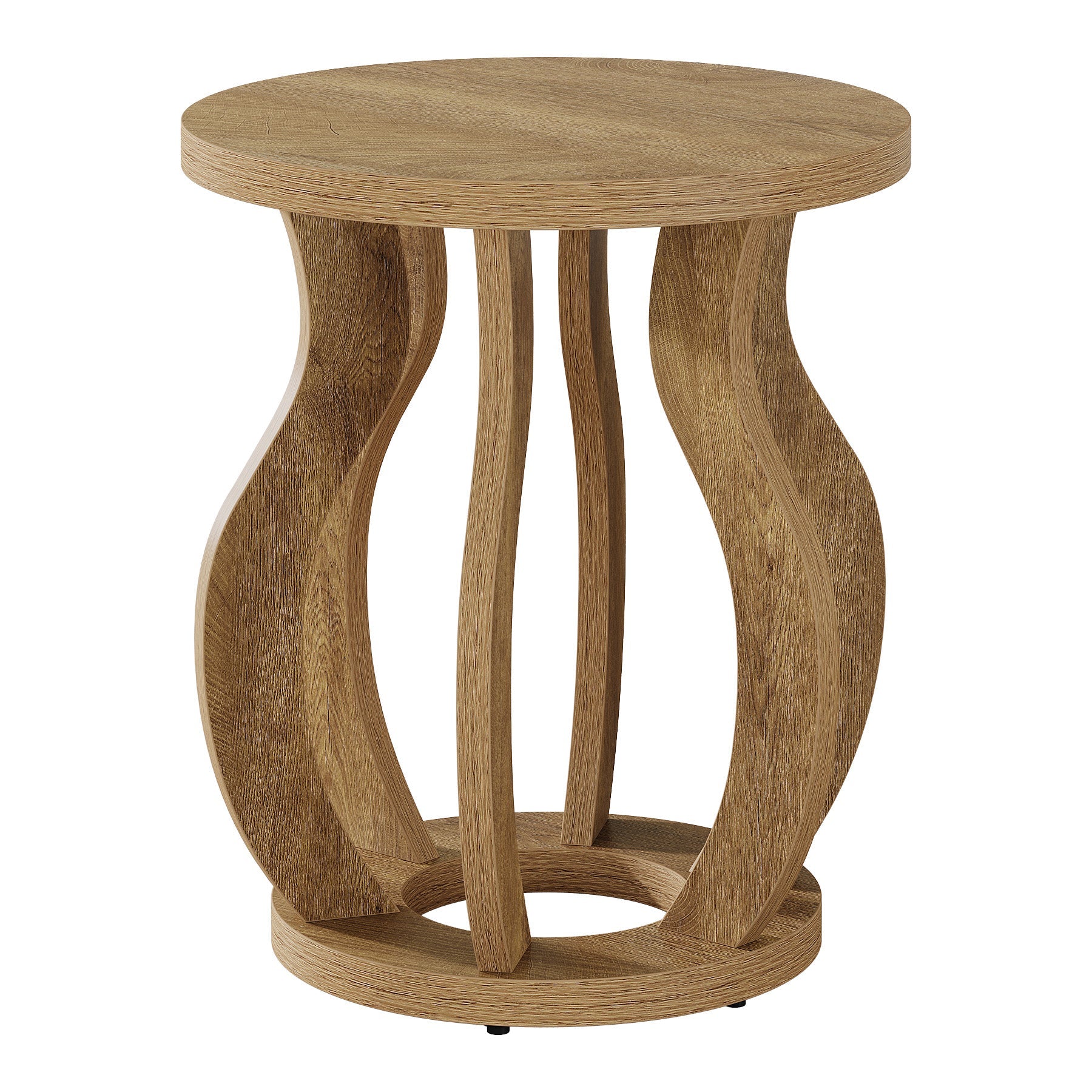 Tribesigns Table d'appoint ronde de style champêtre, Table de chevet avec structure incurvée