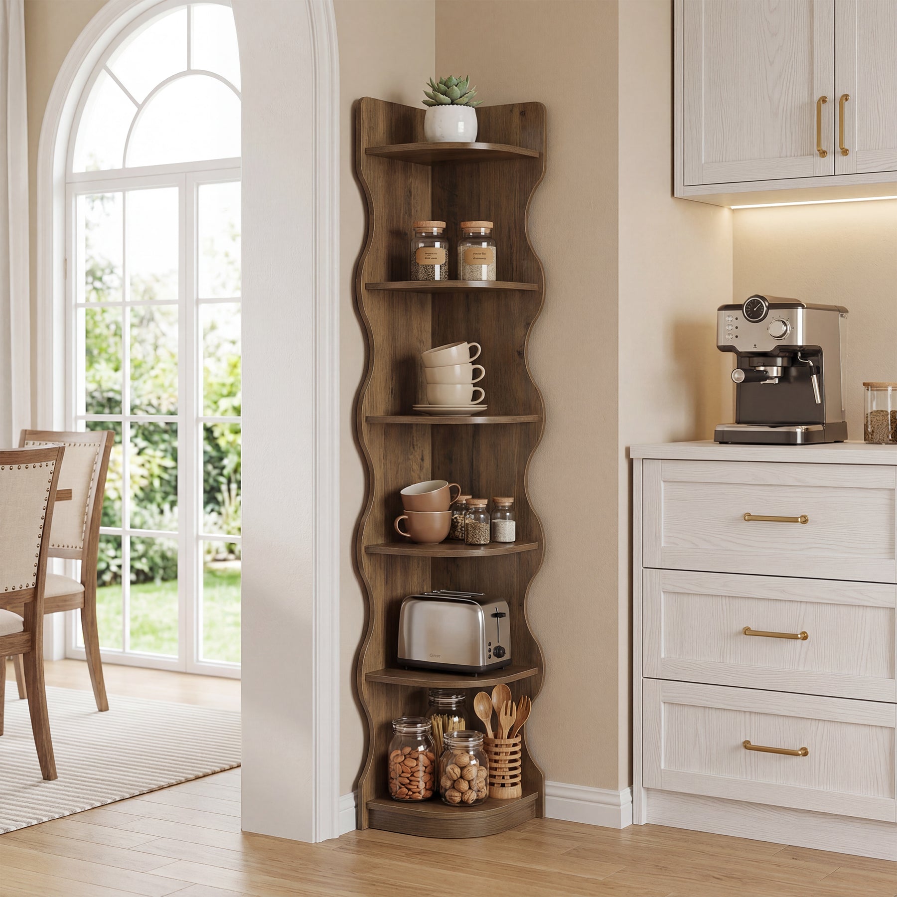 Tribeisgns Étagère d'angle, Étagère moderne à 6 niveaux de 180 cm