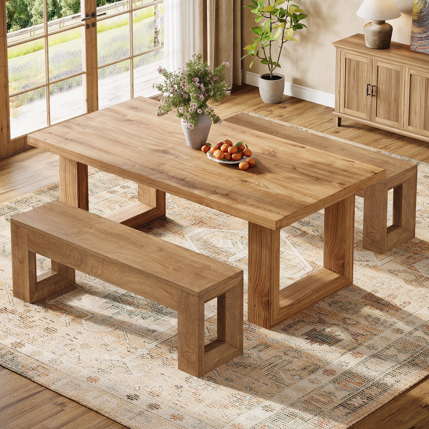 Tribesigns Banc de style campagnard de 120 cm, Utilisable comme banc de salle à manger ou de chambre en MDF