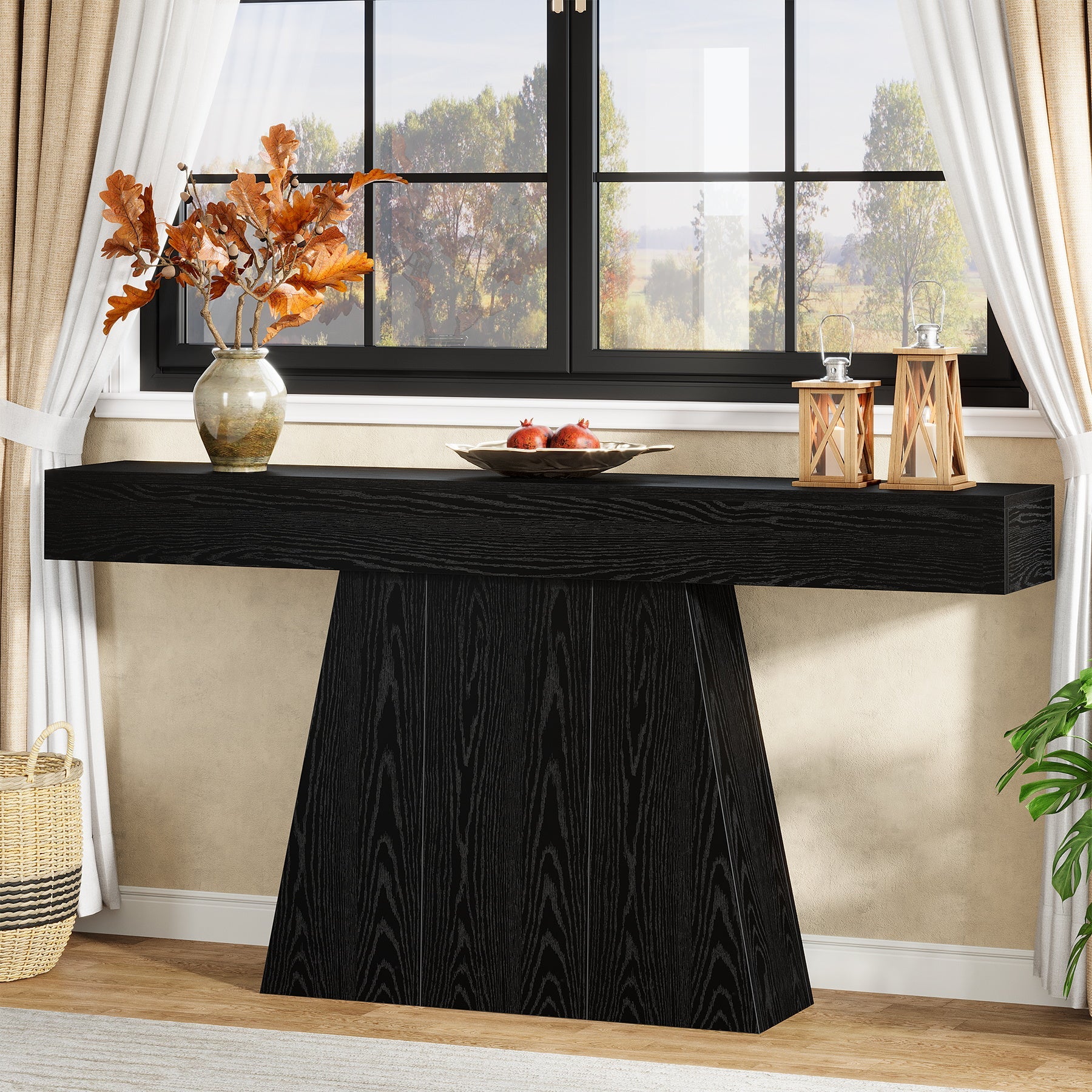 Tribesigns Console de 160 cm, Table d'entrée étroite de style campagnard avec piètement trapézoïdal