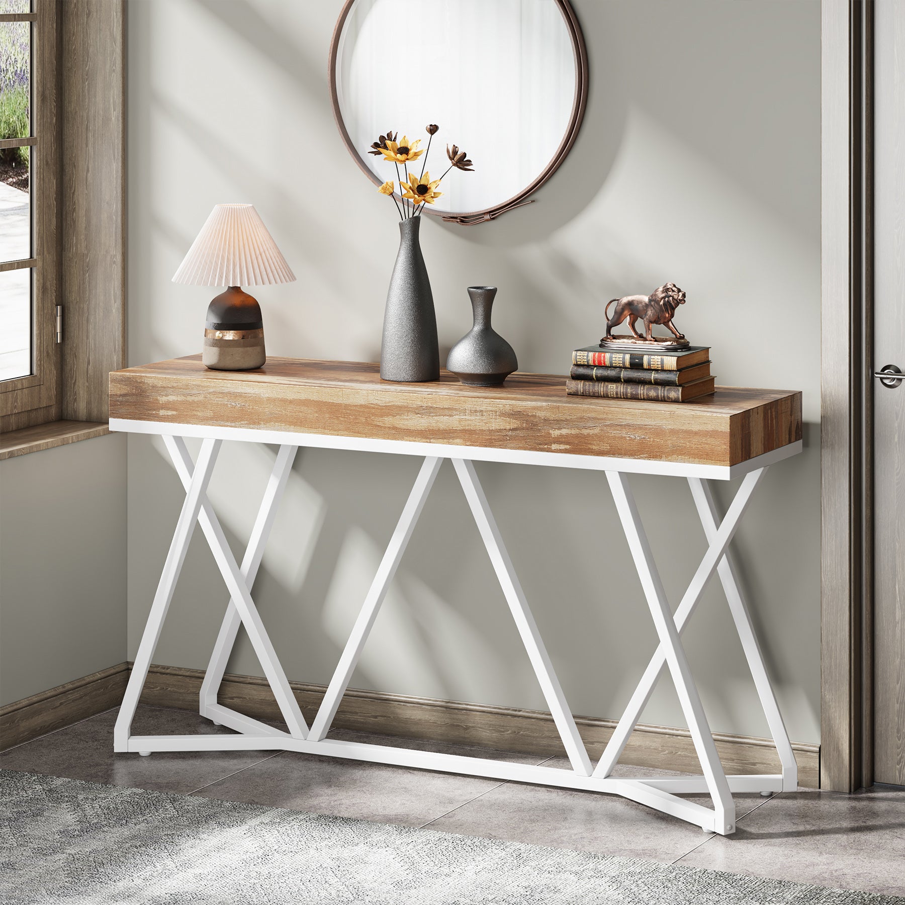 Tribesigns Table console en bois , Console d'entrée avec base en métal Unique Table Basse