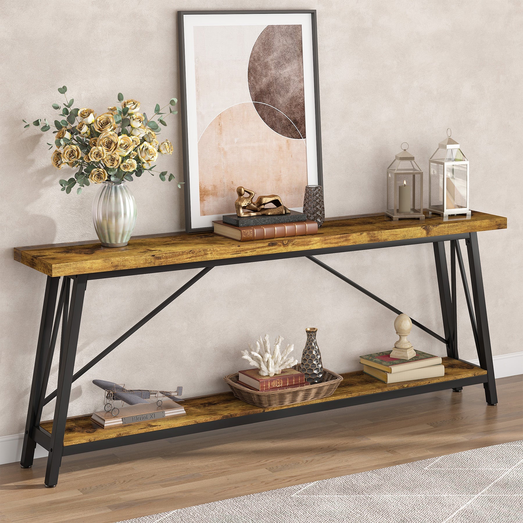Tribesigns Console 180 cm, Table de canapé longue console d'entrée