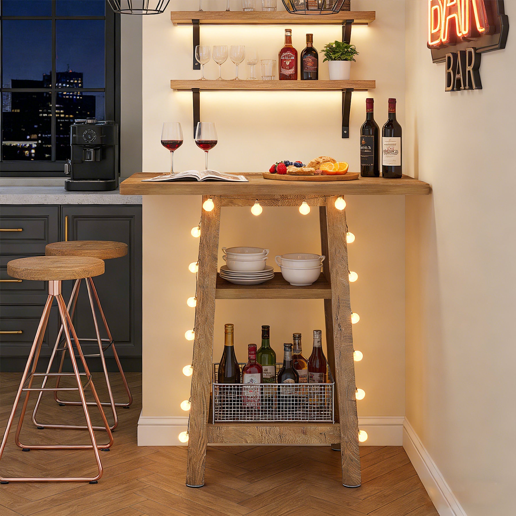 Tribesigns Îlot de cuisine de 90 cm, Table de cuisine carrée avec 2 étagères pour la cuisine