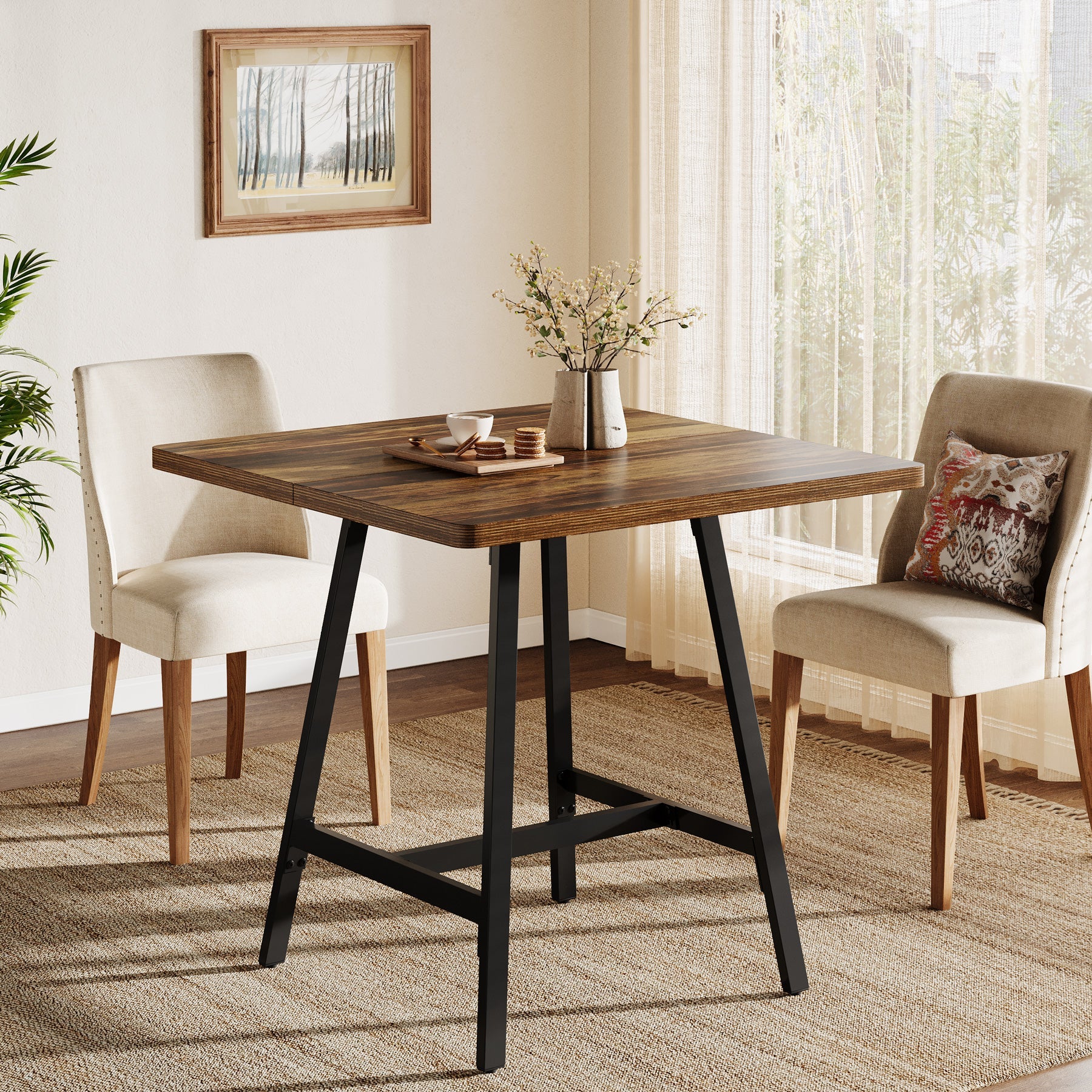 Tribesigns Table de salle à manger carrée de 79 cm pour 2 à 4 personnes, Table de cuisine pour petits espaces