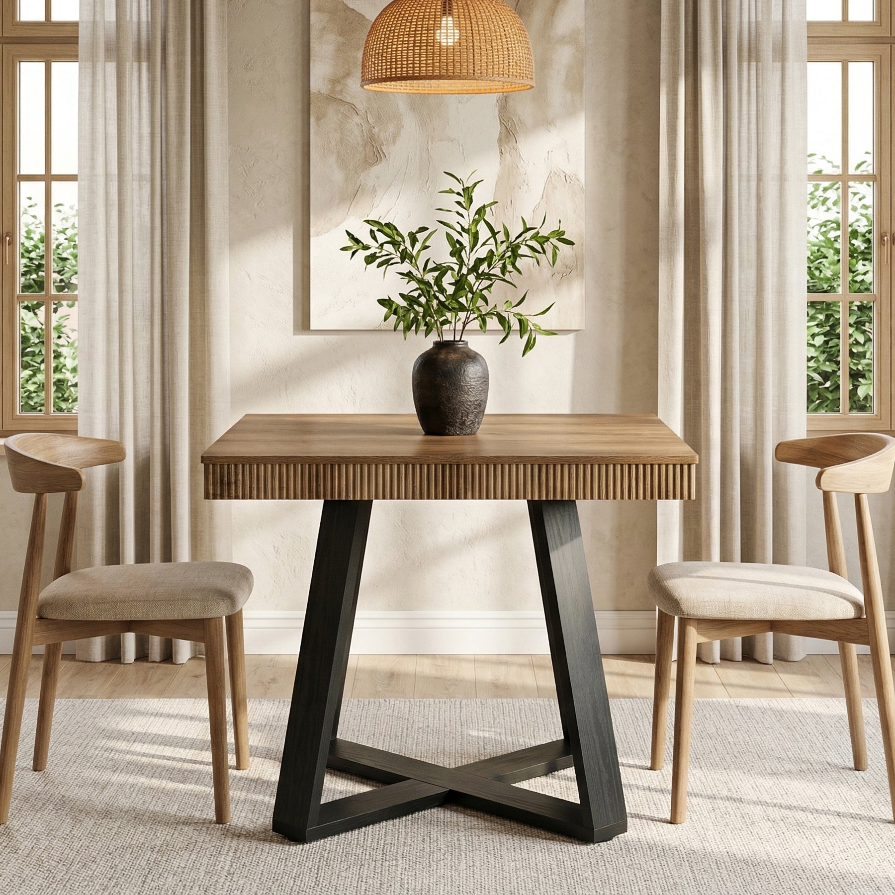 Tribesigns Petite table à manger carrée (80 x 80 cm) pour 2 à 4 personnes, Table de cuisine compacte avec piètement en X