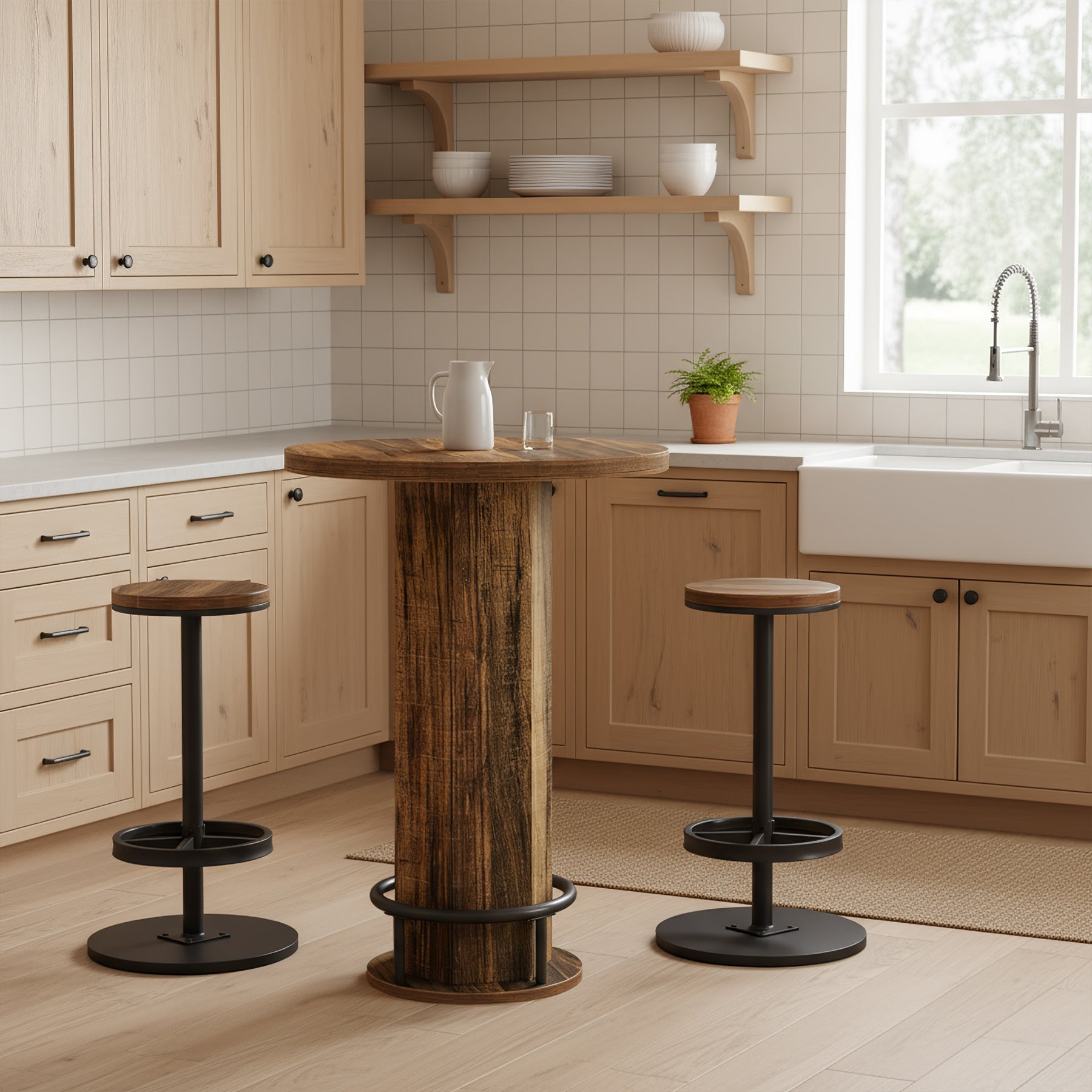 Tribesigns Ensemble table et chaises 3 pièces pour 2 personnes, Petite table de cuisine ronde avec 2 chaises