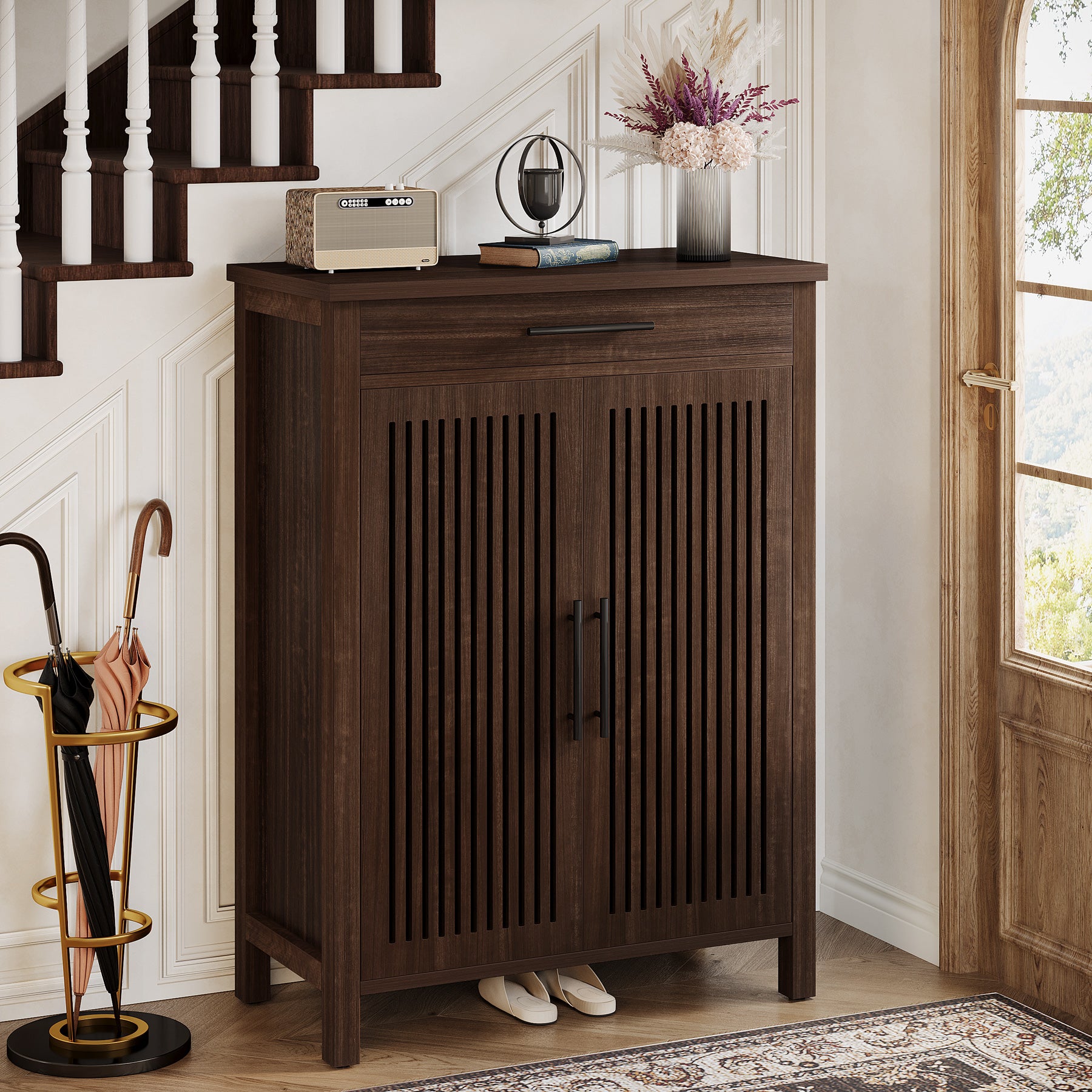 Tribesigns Meuble à chaussures à 5 niveaux, Organiseur de rangement à chaussures autonome avec étagères réglables