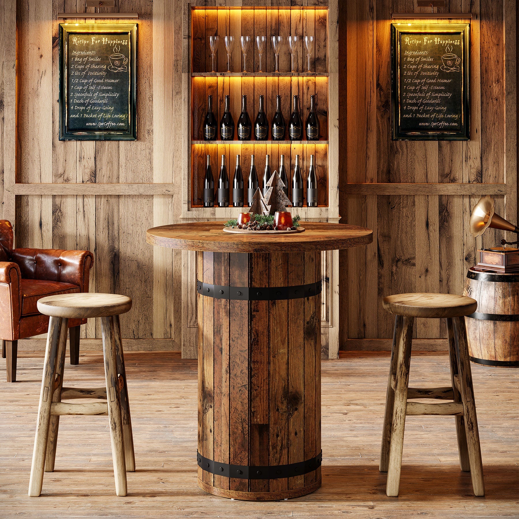 TribesignsTable de bar ronde  de 100 cm, Table bistro pour cuisine et salon