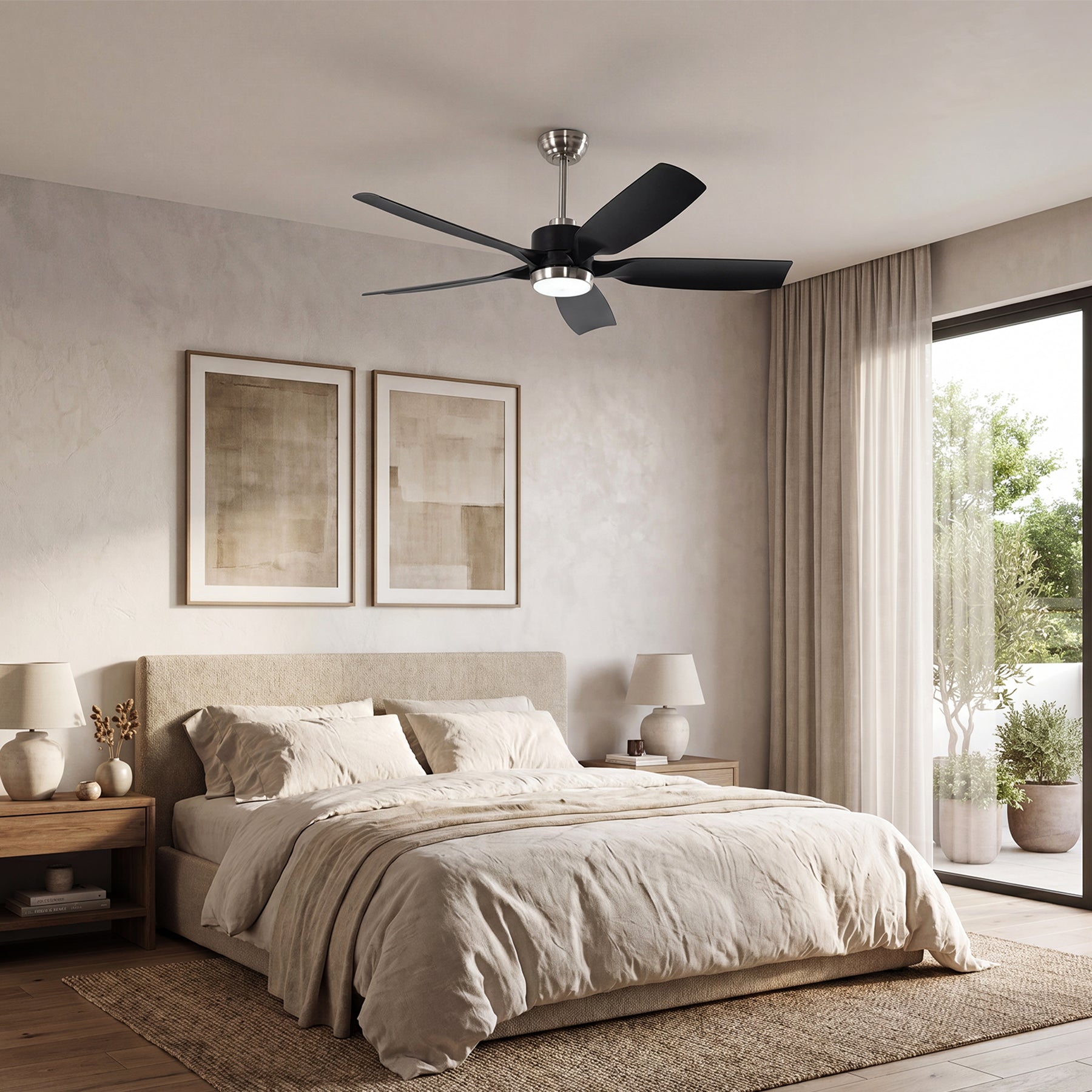 Tribesigns Ventilateur de plafond avec éclairage, Ventilateur de plafond LED avec télécommande moteur CC réversible 5 pales