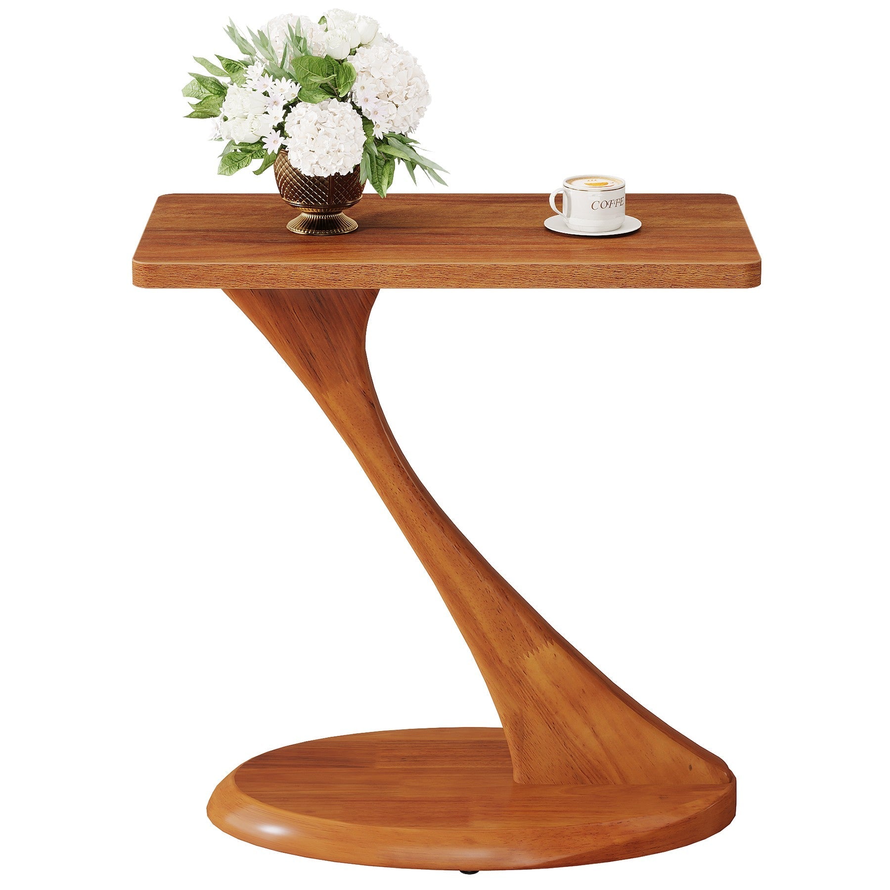Tribesigns Table d'appoint haute de 60 cm, Table d'appoint étroite avec pieds en bois massif