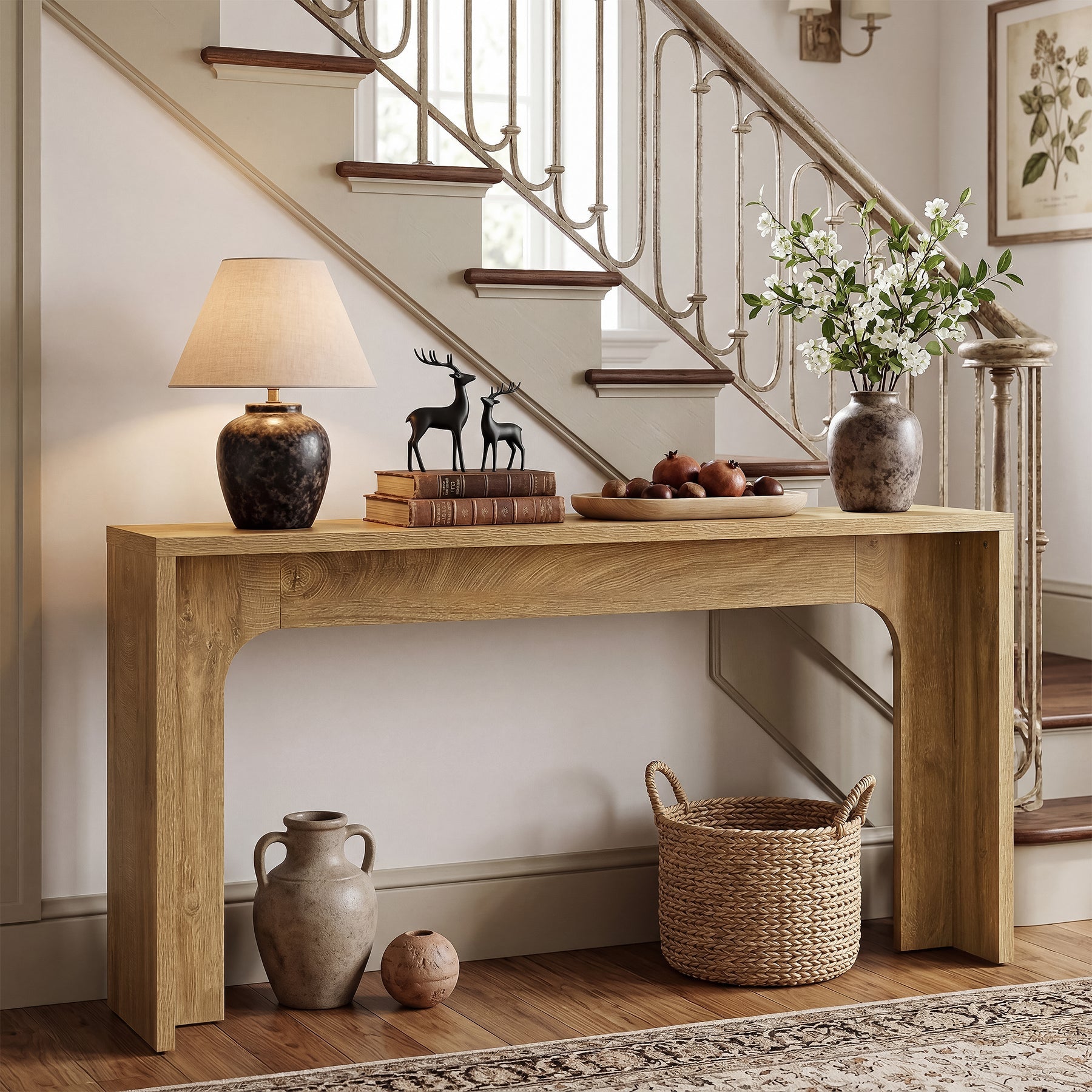 Tribesigns Console étroite de 160 cm, Table d'entrée minimaliste avec base robuste