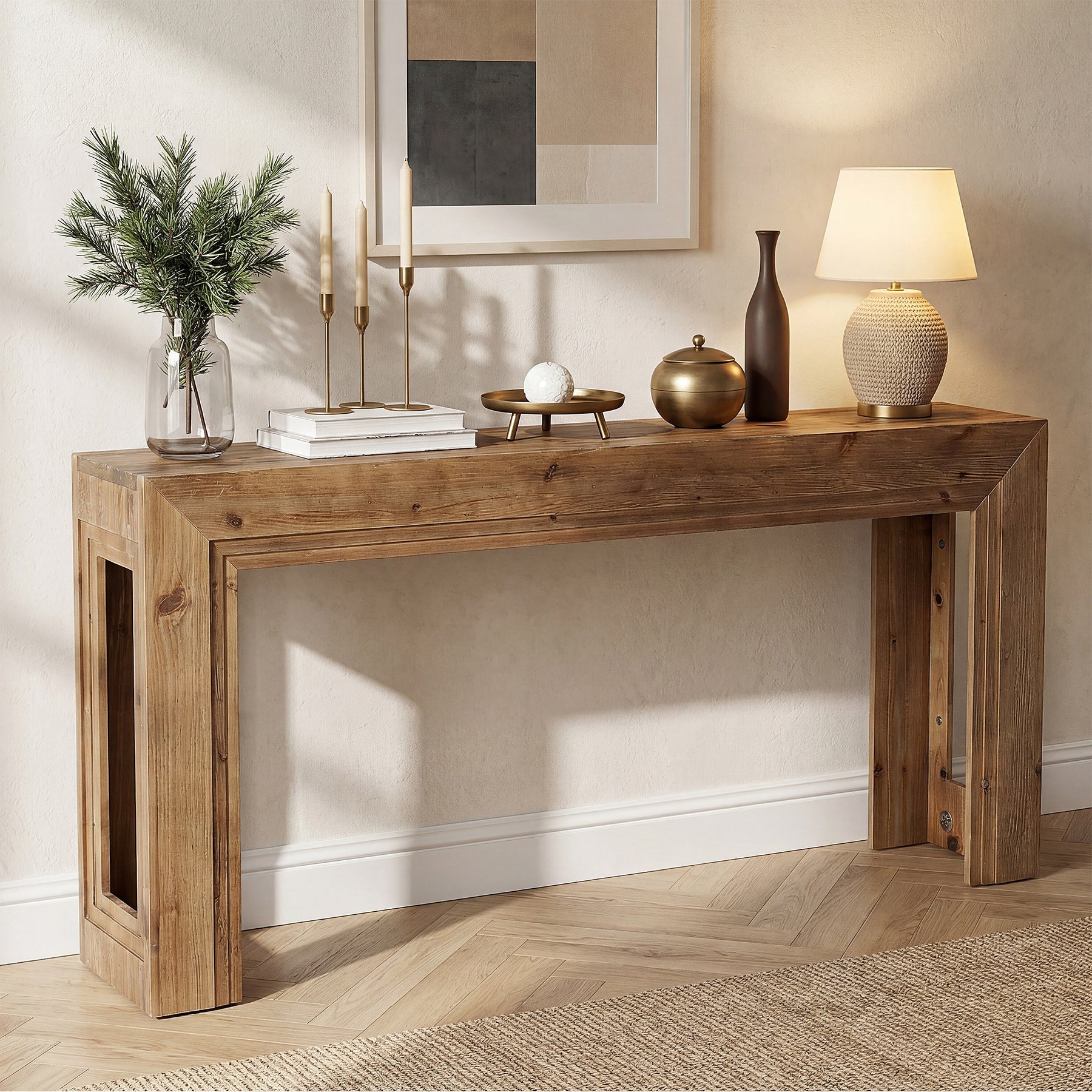 Tribesigns Console étroite de 160 cm, Table d'appoint à deux niveaux avec espace de rangement pour salon et entrée