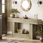 Tribesigns Table console en bois de 160 cm, Table de canapé de ferme à 2 niveaux Table d'entrée 3