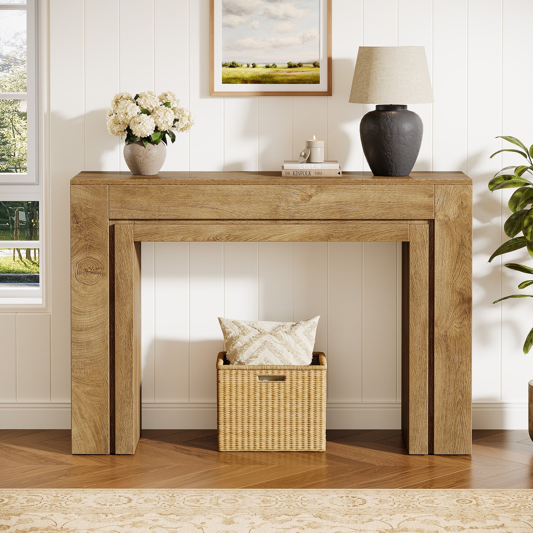 Tribesigns Console étroite (105 cm), Table d'entrée moderne avec piètement double solide