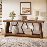 Tribesigns Console extra-longue de 180 cm avec 2 étagères, Table d'appoint étroite pour salon et entrée 3