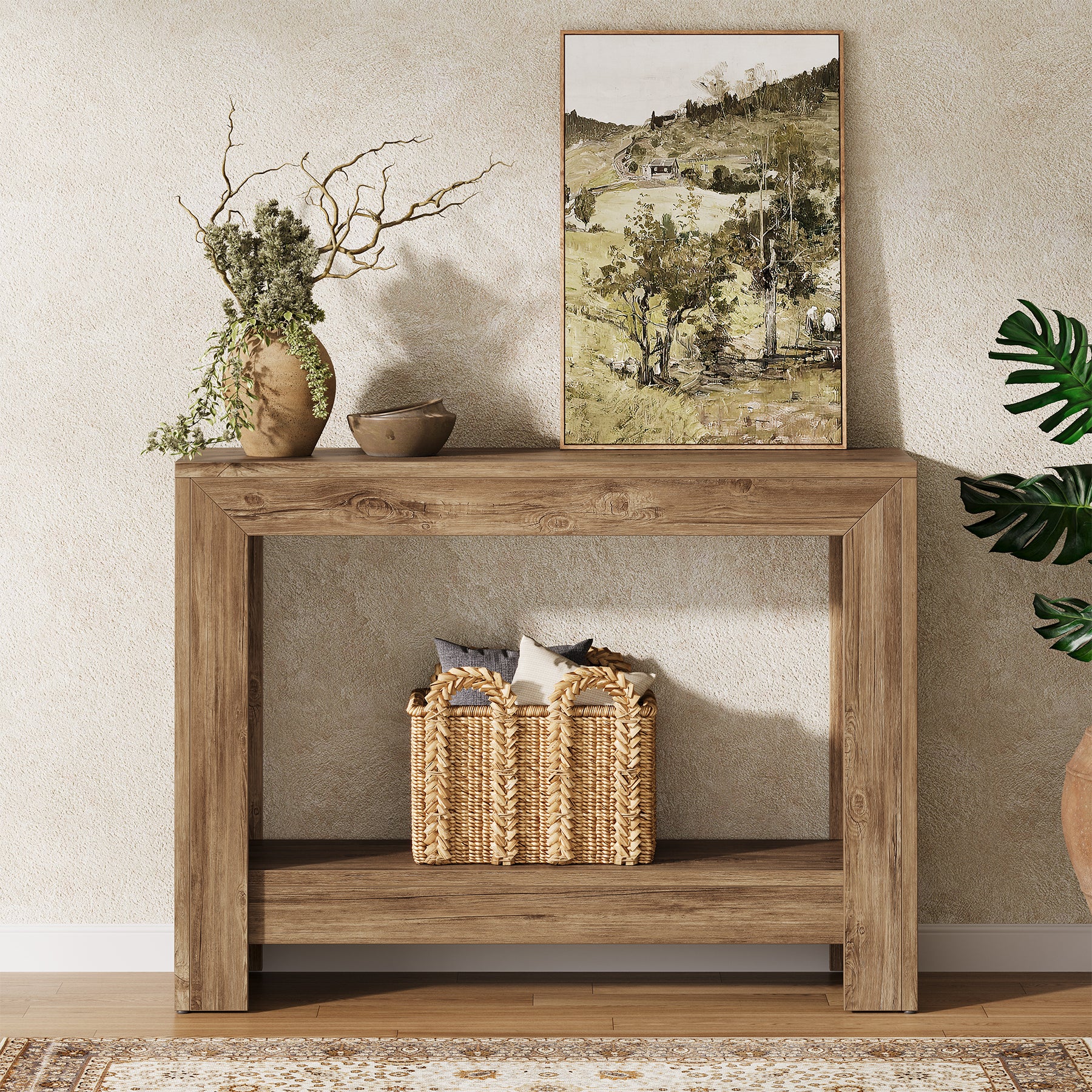 Tribesigns Table console rectangulaire en bois, Table d'entrée géométrique simple pour le couloir