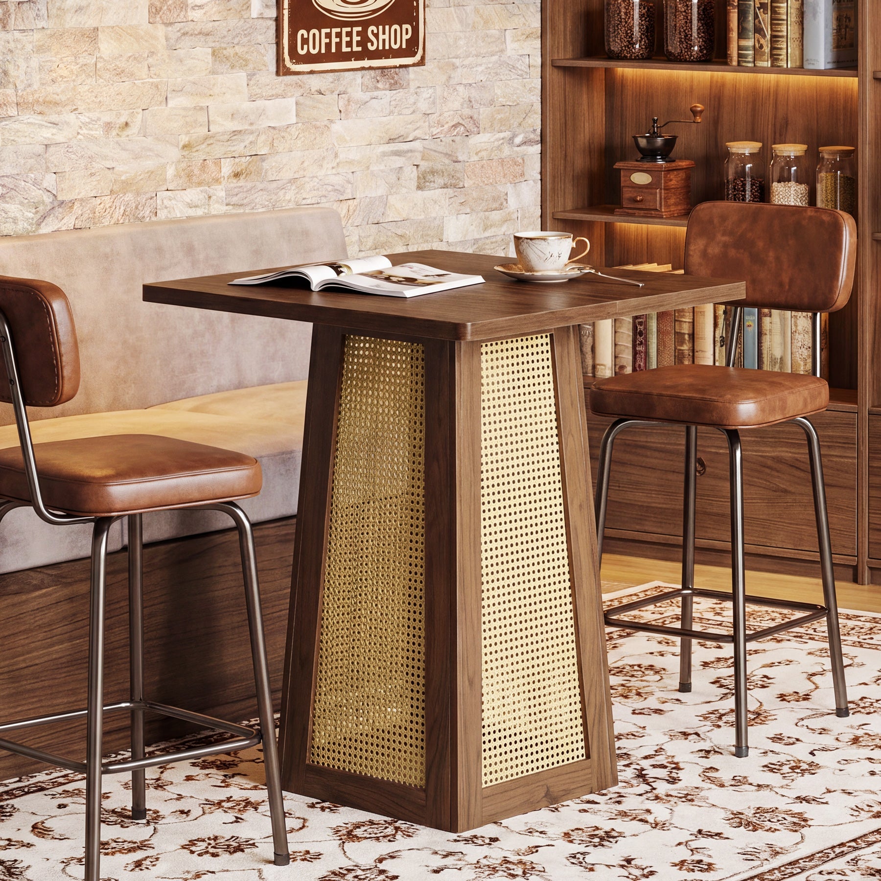 Tribesigns Table bistro carrée 80 x 80 cm avec pied central, Idéale pour le bar à domicile, le salon et les petits espaces