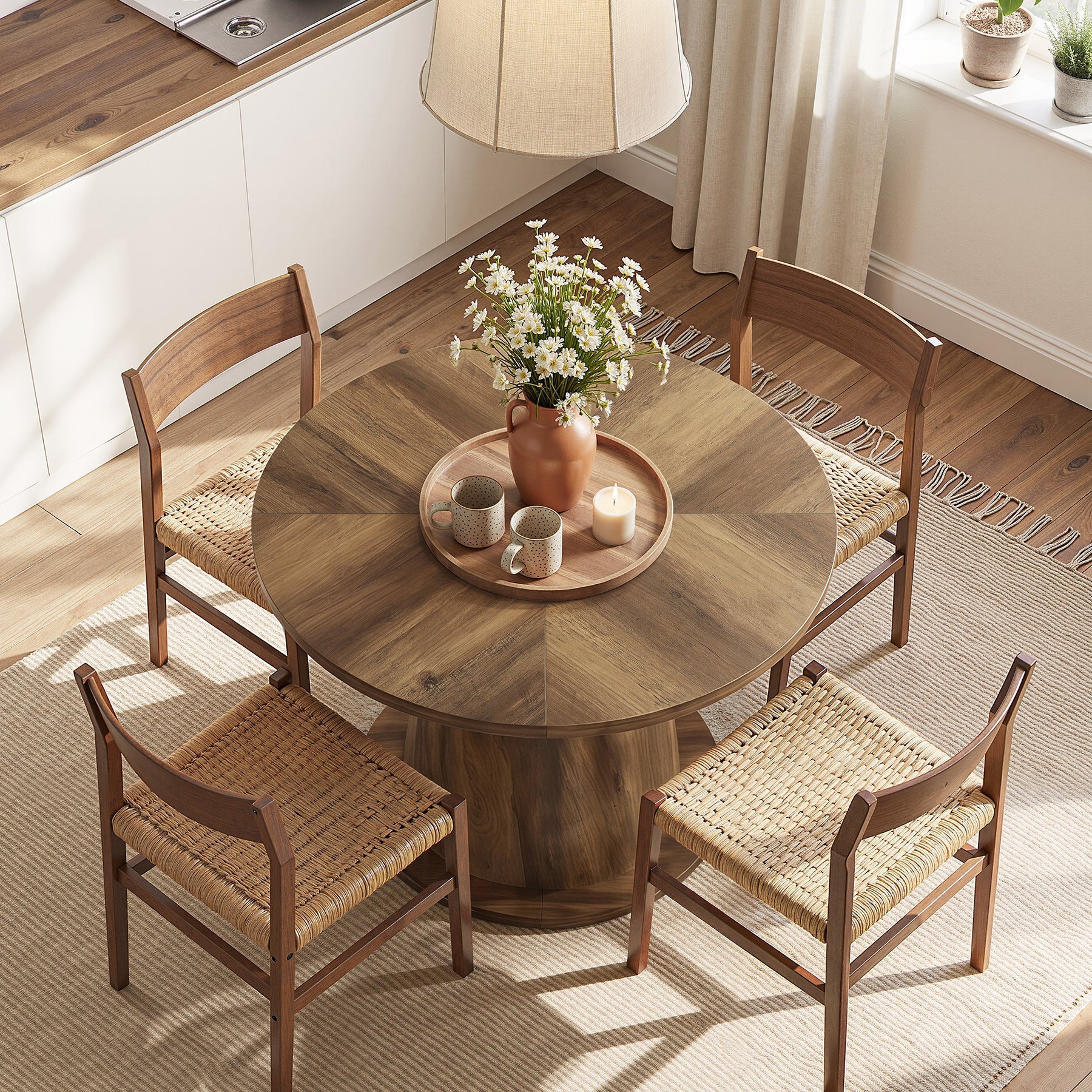 Tribesigns Table de salle à manger ronde pour 2 à 4 personnes, Table de cuisine de 80 cm avec pied stable