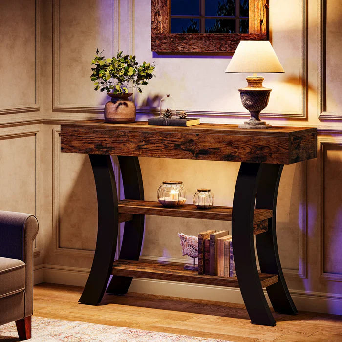 Tribesigns Console de 105 cm, Table d'entrée de canapé avec compartiments de rangement
