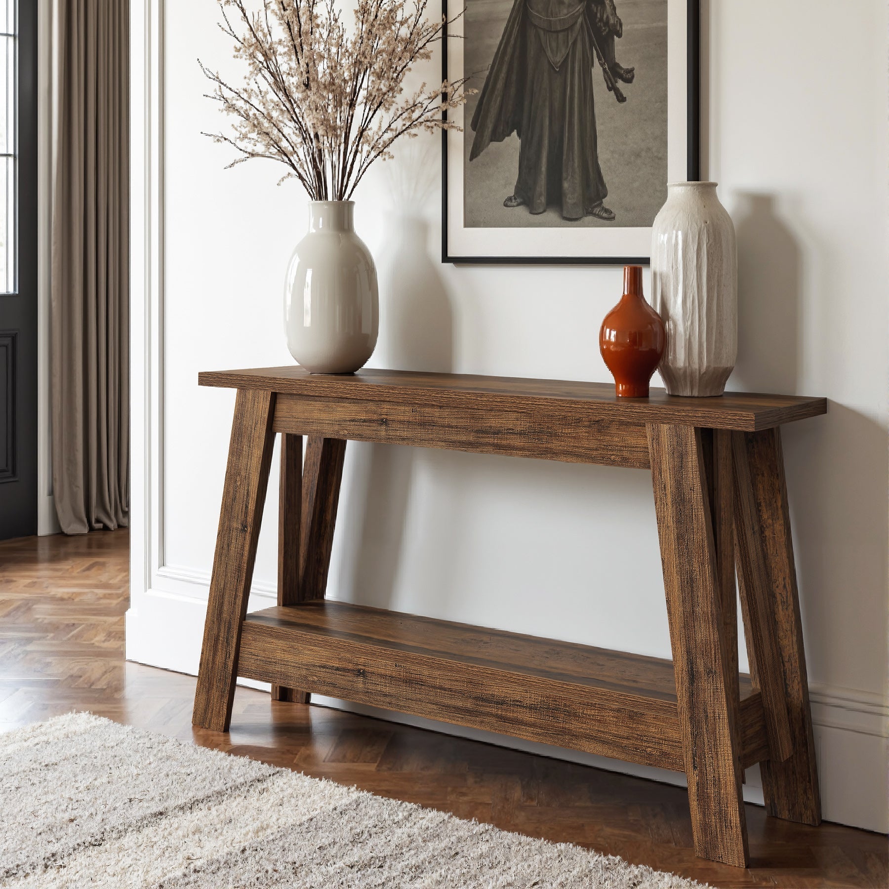 41.3" Console Table, 2 - Tier Farmhouse Sofa Entryway Table with Storage Tribesigns