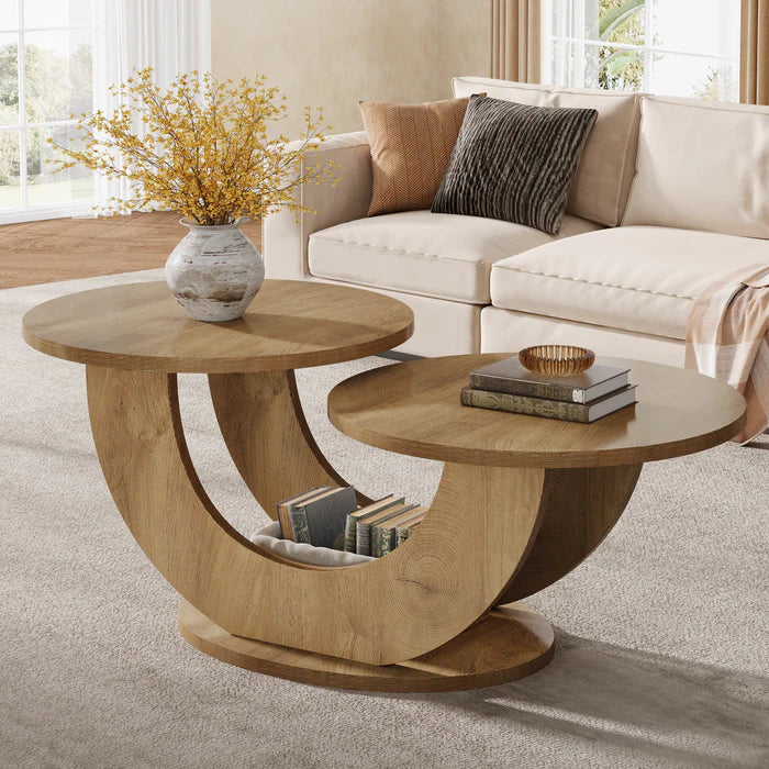 Tribesigns Table basse de 115 cm, Table d'appoint à 2 niveaux avec cadre en U