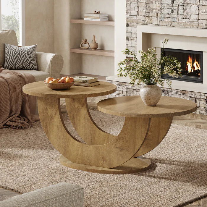 Tribesigns Table basse de 115 cm, Table d'appoint à 2 niveaux avec cadre en U