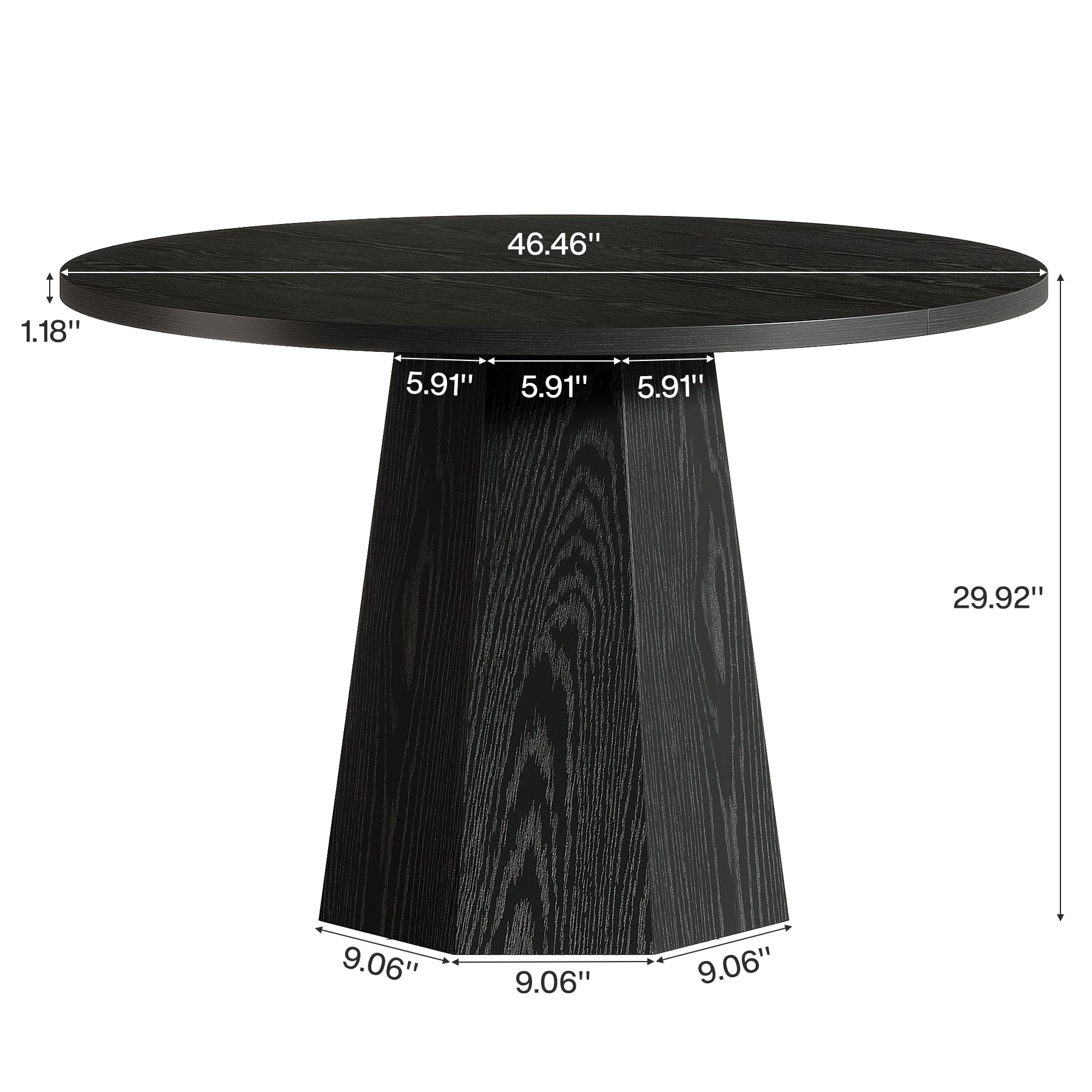 46.4" Dining Table, Round Kitchen Dinner Table with Sturdy Base Tribesigns