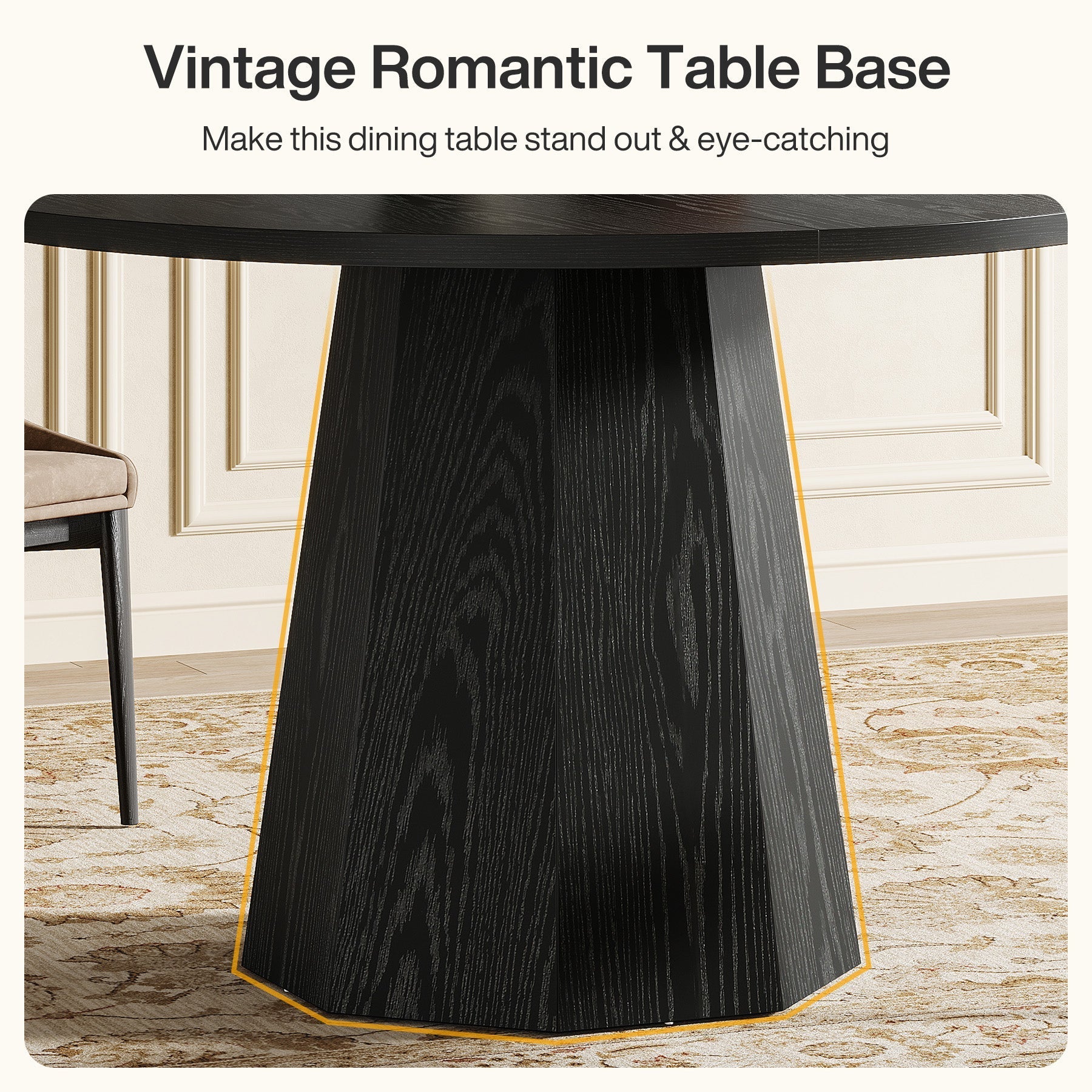 46.4" Dining Table, Round Kitchen Dinner Table with Sturdy Base Tribesigns