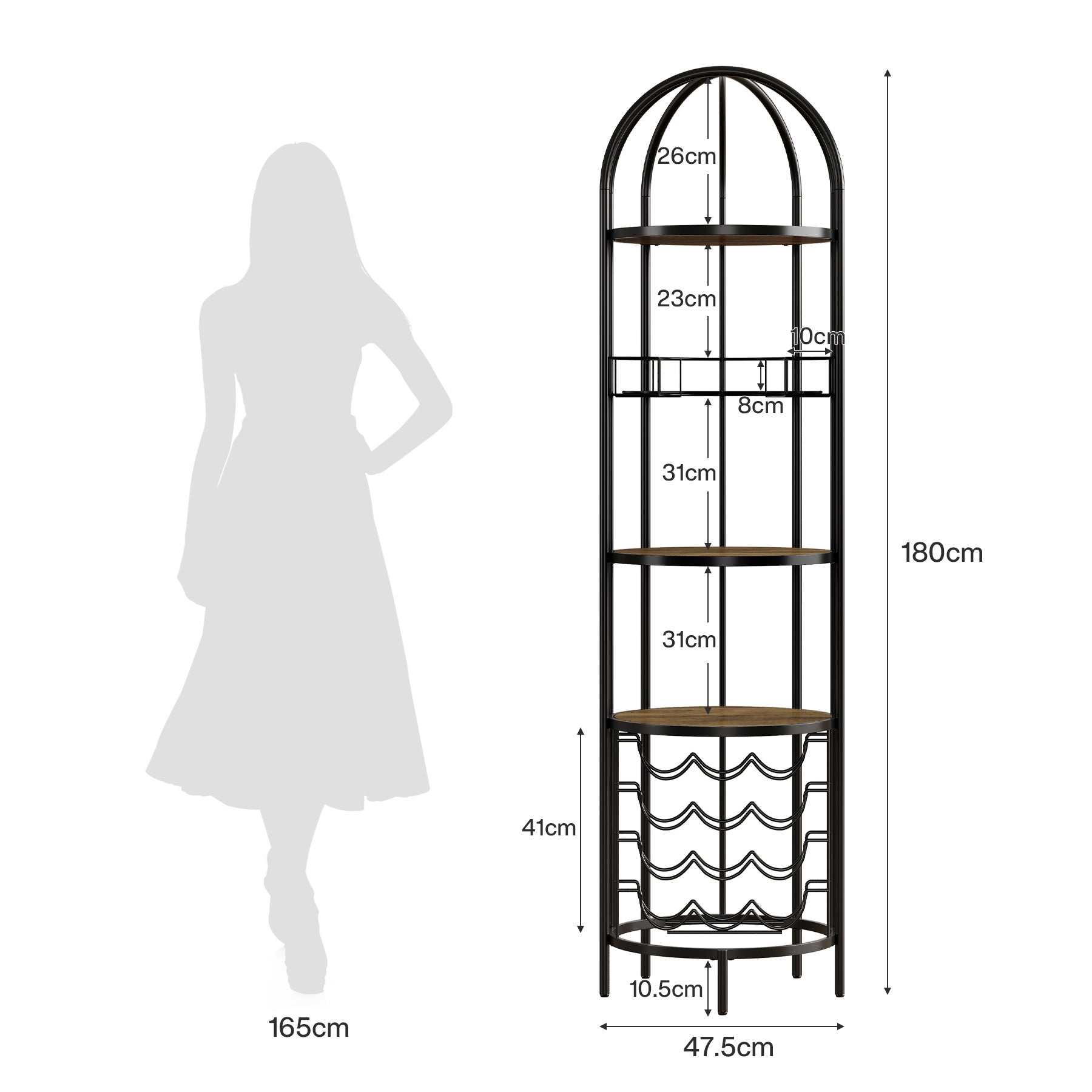 Tribesigns Casier à vin autoportant à 5 niveaux avec porte-bouteilles et étagère