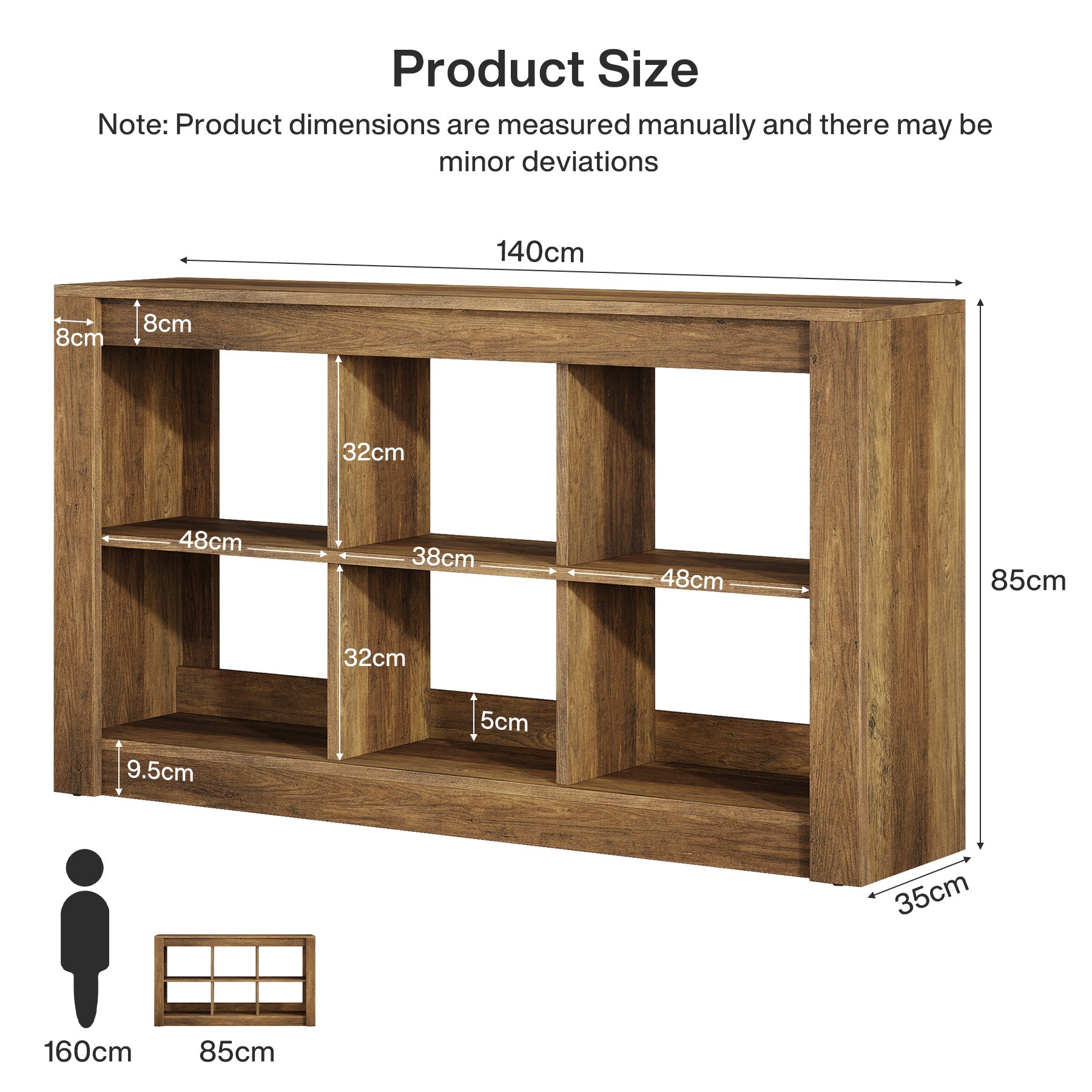 Tribesigns Table console longue en bois rustique avec 6 cubes de rangement 140 × 35 × 85 cm