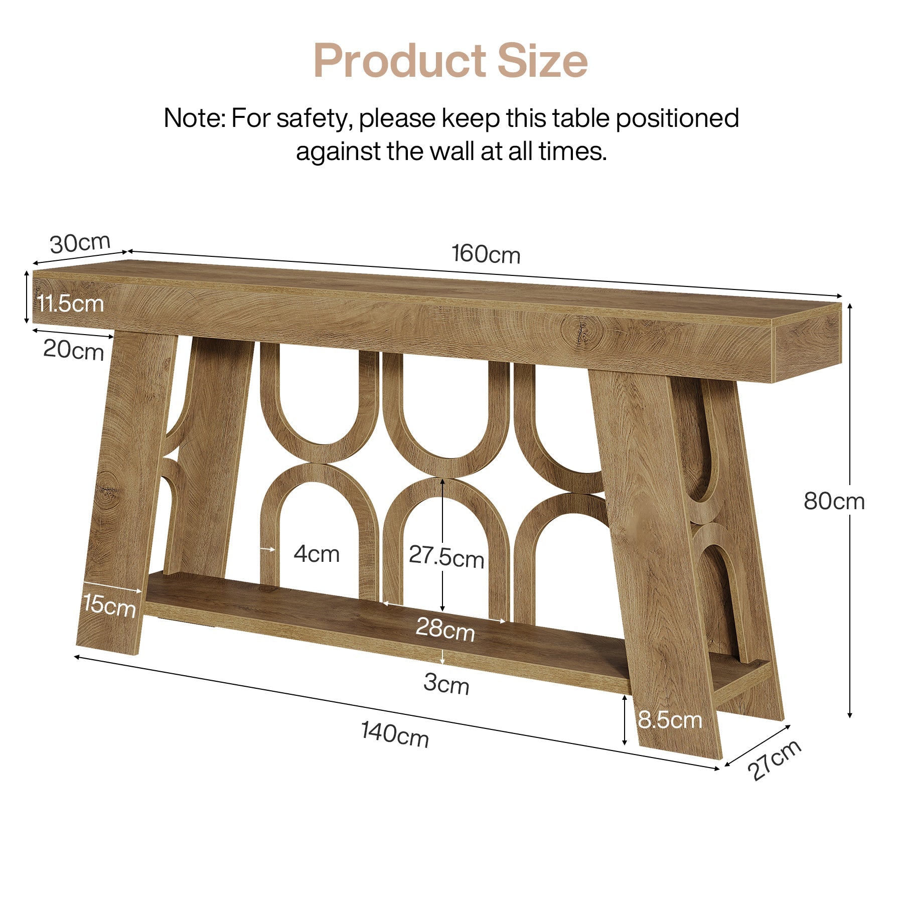Tribesigns Console de 160 cm, Table étroite en bois avec 2 étagères de rangement