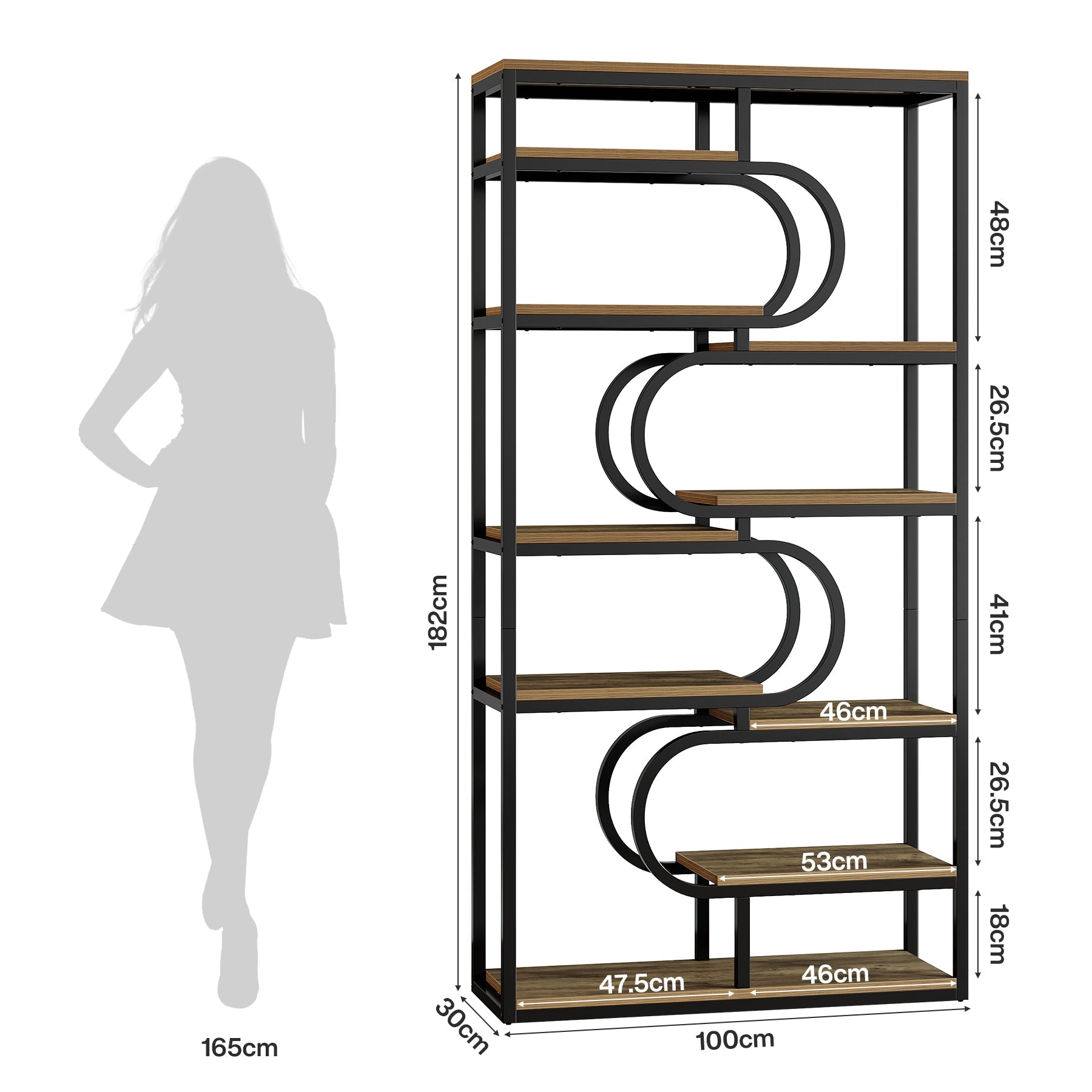 Tribesigns Étagère 180 cm de hauteur, 5 étagères, Style industriel avec espace de rangement ouvert