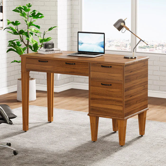 Tribesigns Bureau d'ordinateur de 120 cm, Bureau rustique avec classeur