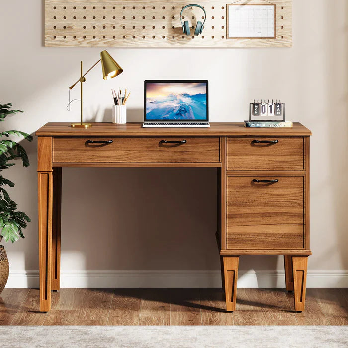 Tribesigns Bureau d'ordinateur de 120 cm, Bureau rustique avec classeur