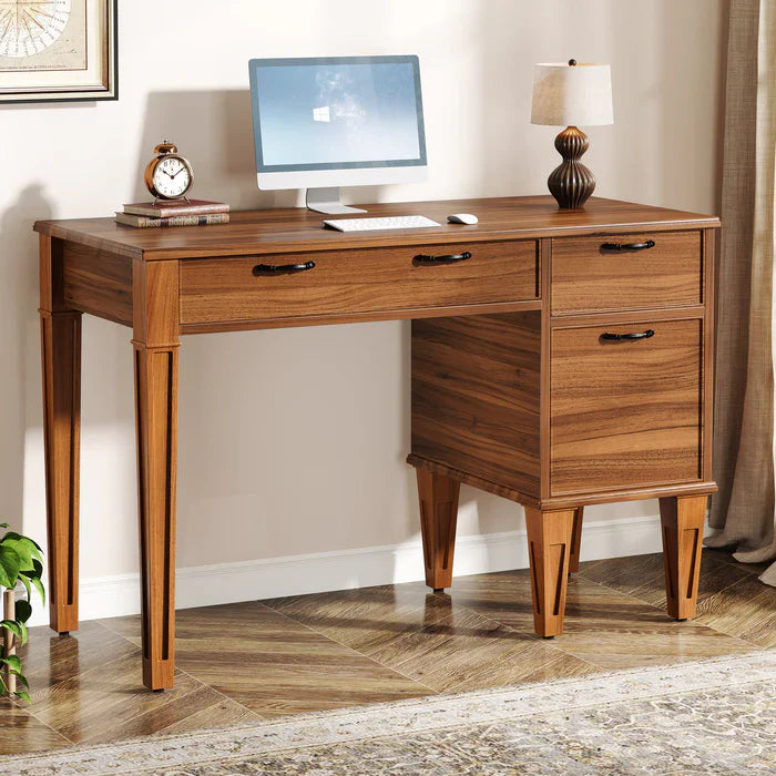 Tribesigns Bureau d'ordinateur de 120 cm, Bureau rustique avec classeur