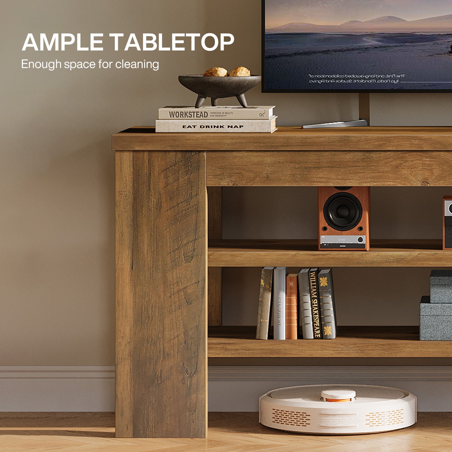 47.2" TV Stand, Entertainment Center with Open Storage for TVs up to 55"