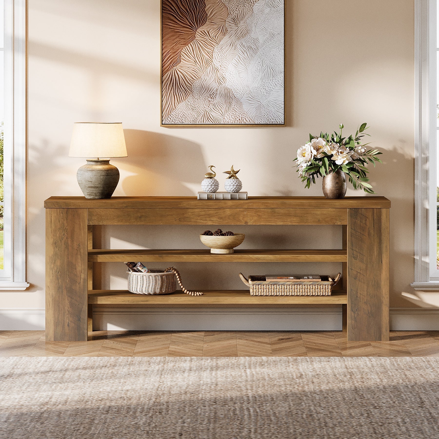 47.2" TV Stand, Entertainment Center with Open Storage for TVs up to 55"