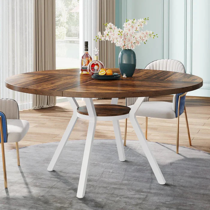Tribesigns Table à manger ronde, Table de cuisine moderne de 120 cm pour 4 personnes