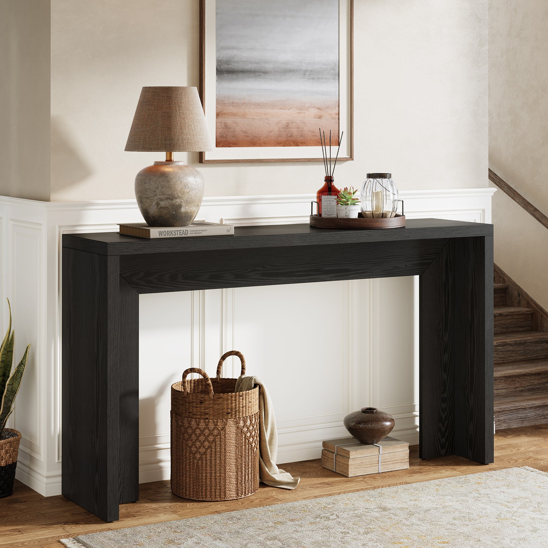 Table console rustique de 140 cm, Table de canapé de ferme Table d'entrée