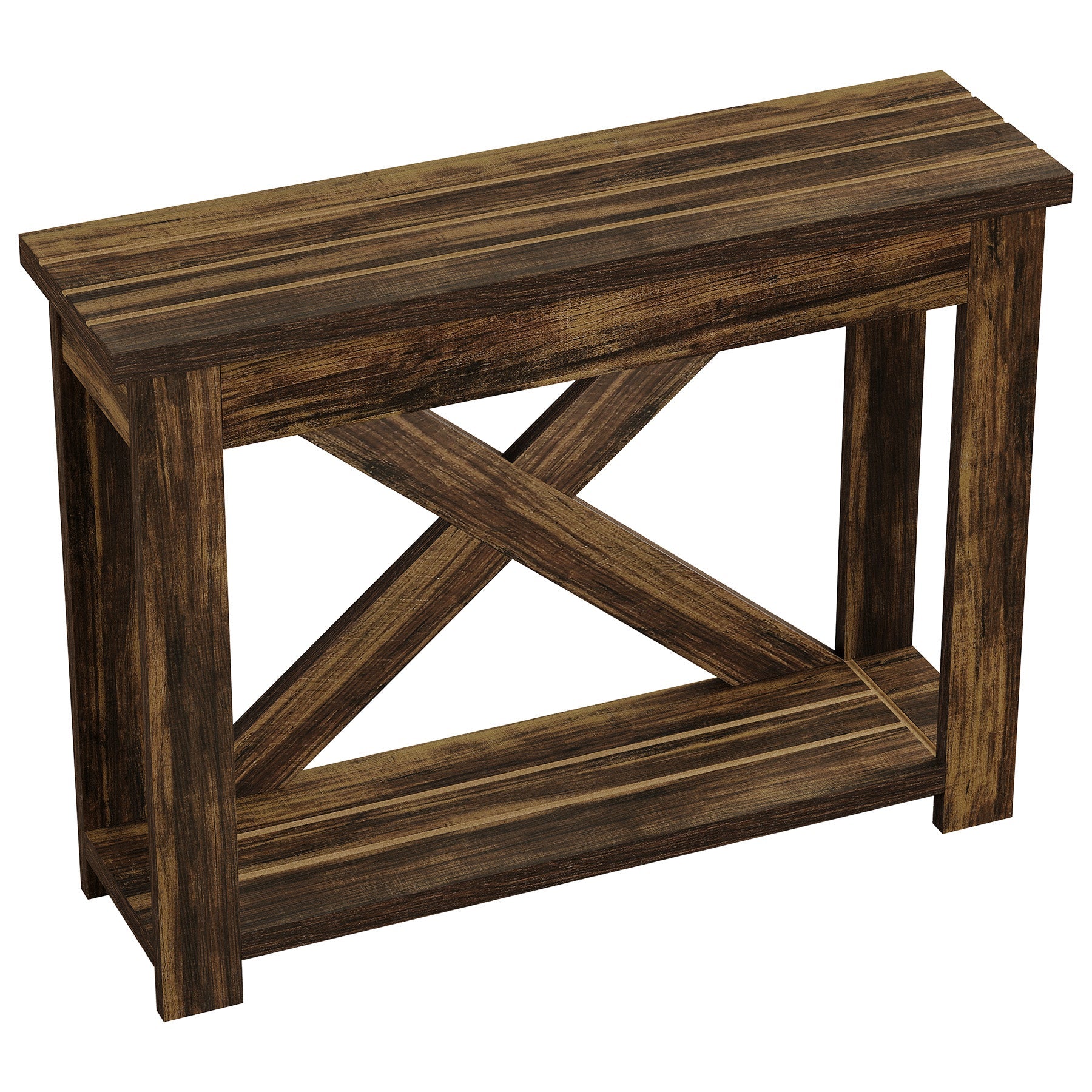 Tribesigns Console de 105 cm de long style champêtre avec étagère, Table d'entrée étroite à 2 niveaux
