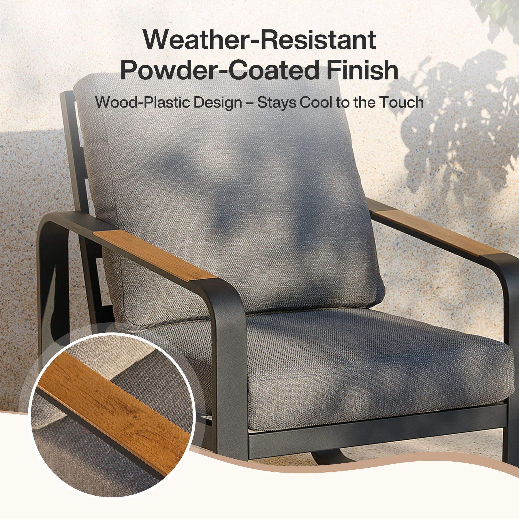 Tribesigns Fauteuil de jardin avec coussins, Chaise de patio en aluminium pour balcon ou jardin