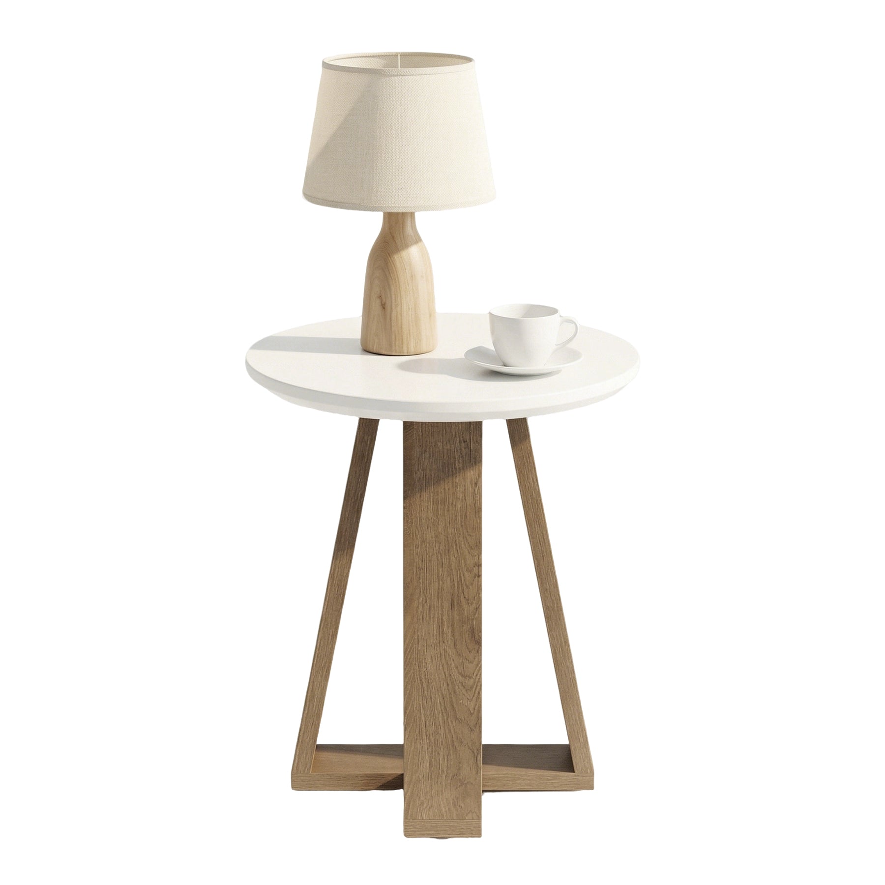 Tribesigns Table d'appoint ronde 50 cm, Table de chevet moderne blanche pour salon et chambre