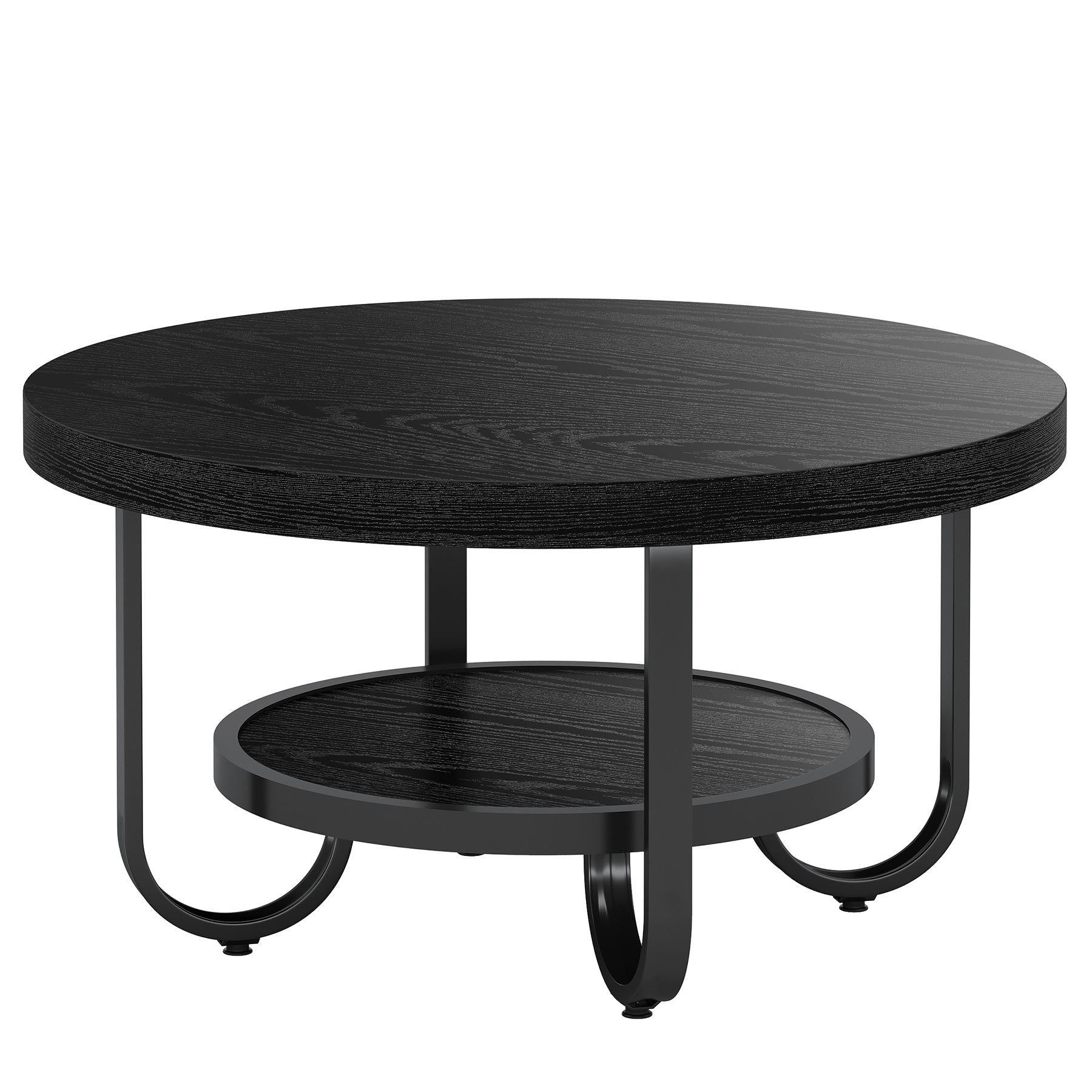 Table basse Tribesigns à deux niveaux, Table centrale de 79 cm avec étagère de rangement