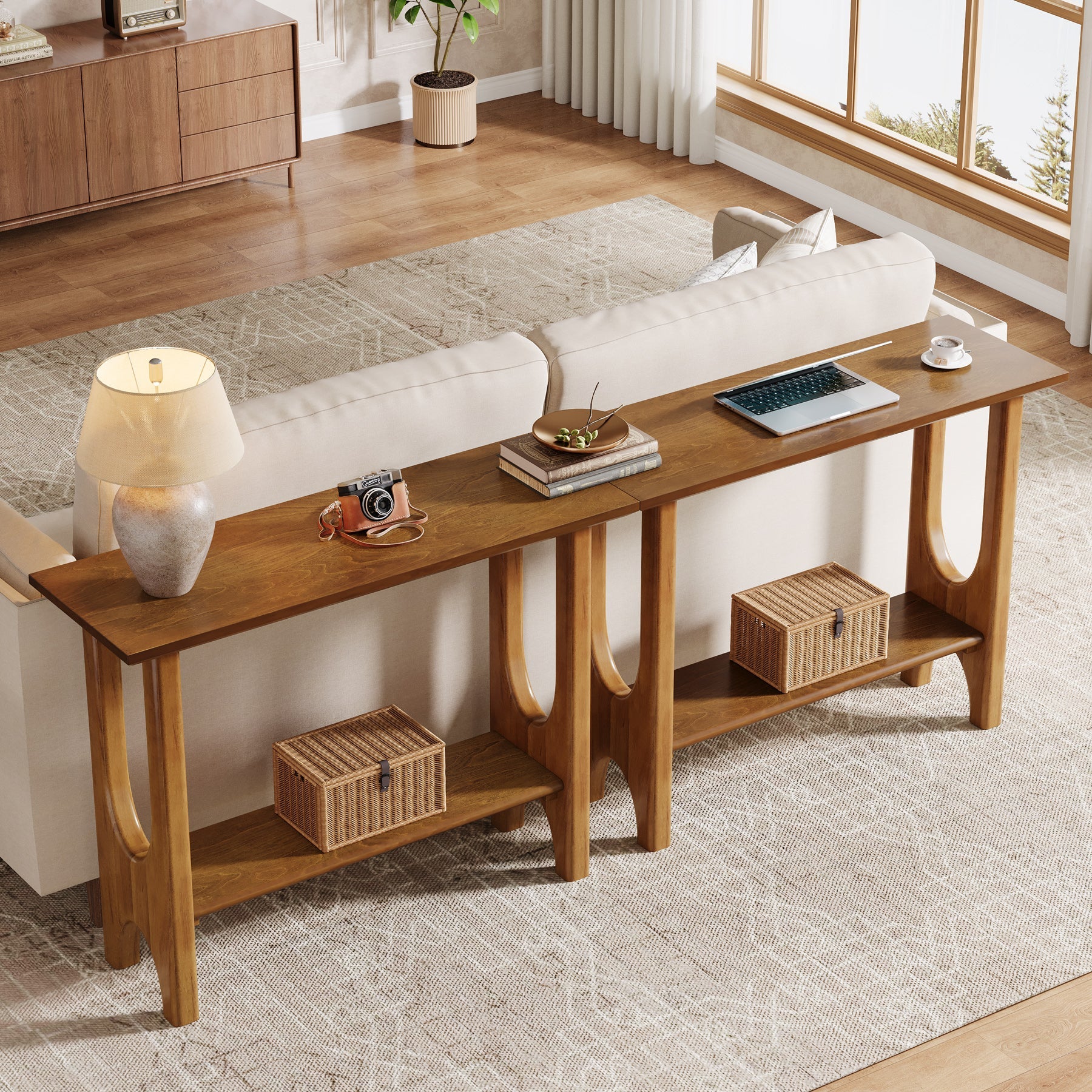 Tribesigns Console moderne à deux niveaux de 105 cm