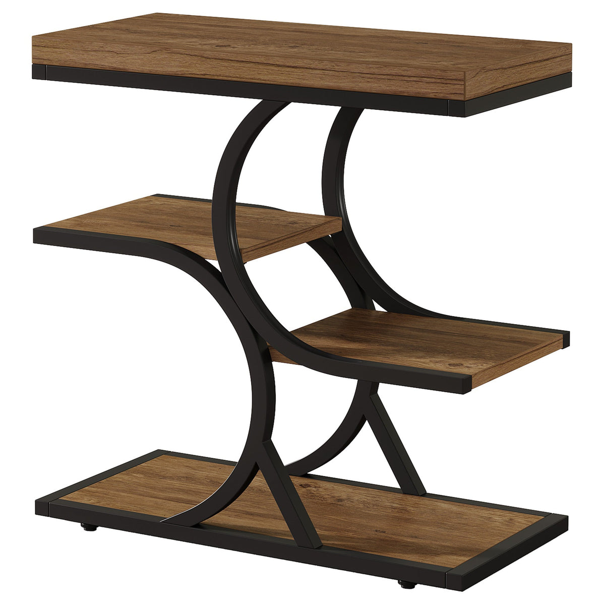 Tribesigns Table d'appoint en forme de C, Petite table de canapé avec structure en métal et finition effet bois