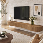 Tribesigns Étagère de cheminée flottante en bois massif 180 cm avec motif rainuré 3