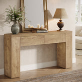 Tribesigns Table console 160 cm, Table basse d'entrée étroite avec 2 tiroirs 3
