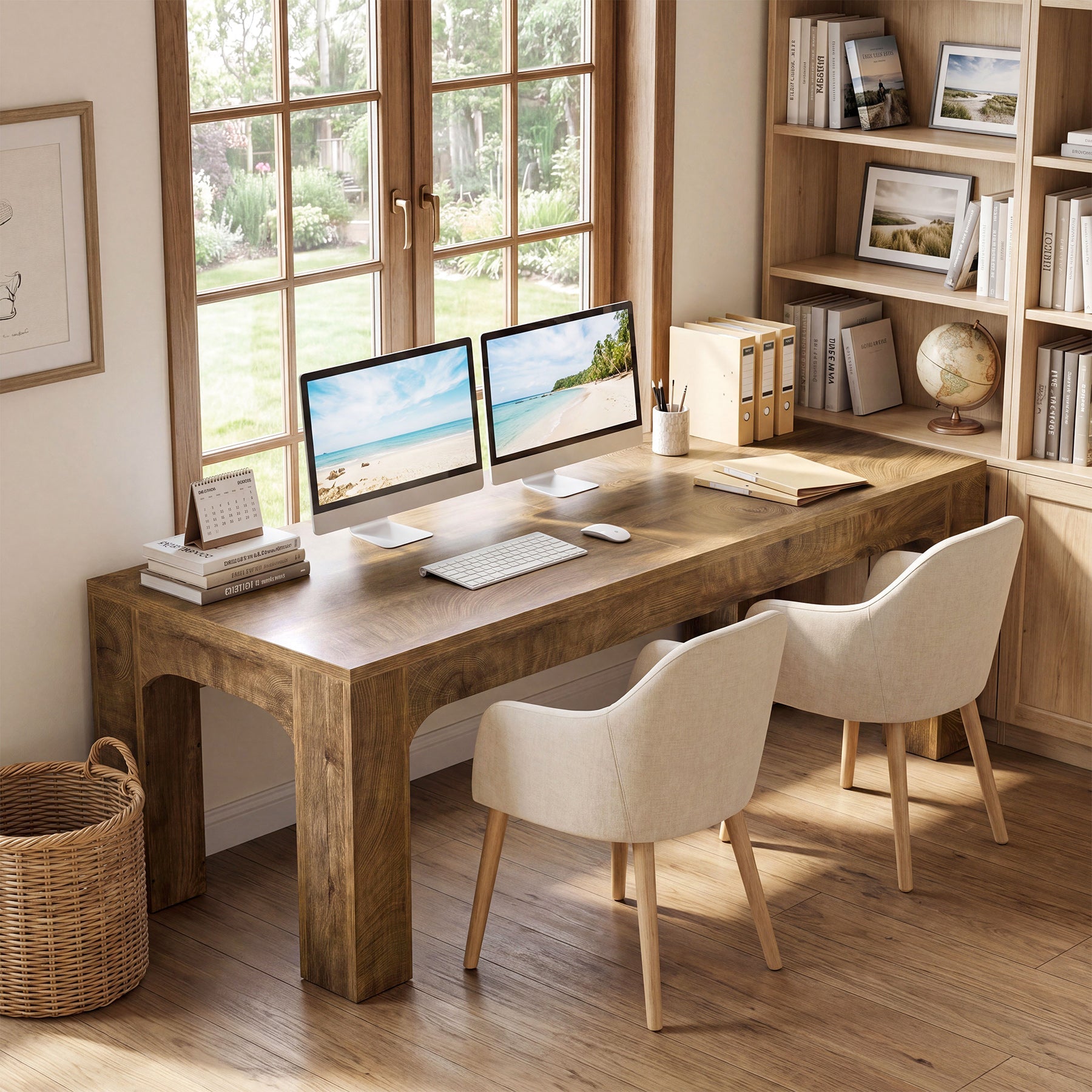 Bureau pour 2 personnes 180 cm, Bureau double pour bureau à domicile et bureau