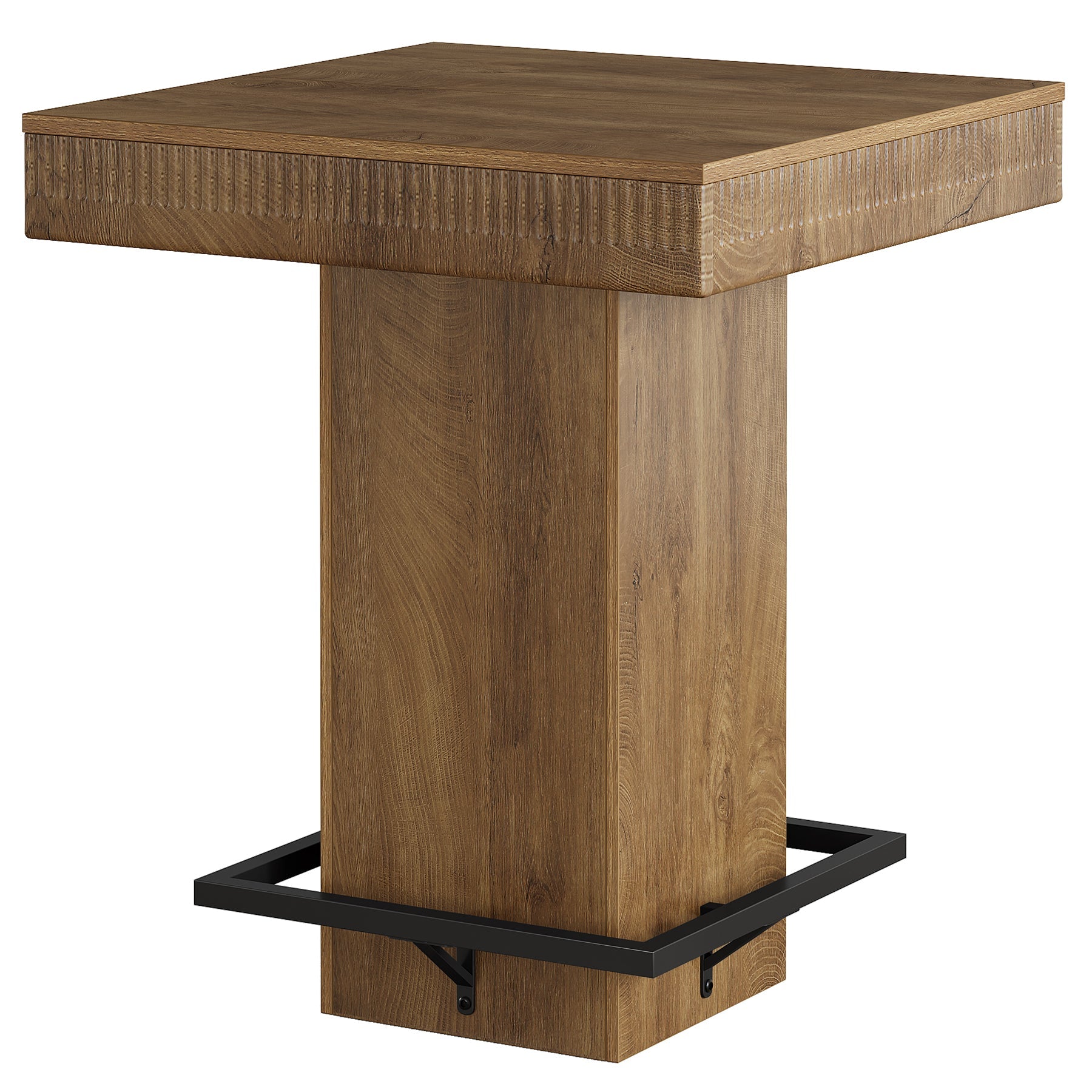 Tribesigns Table de bar carrée de 80 cm avec plateau en bois et piètement en métal, Table haute de style bistro industriel